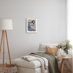 Abstracto contemporáneo  pintura figurativa dos mujeres sobre papel "Una pausa para dos"