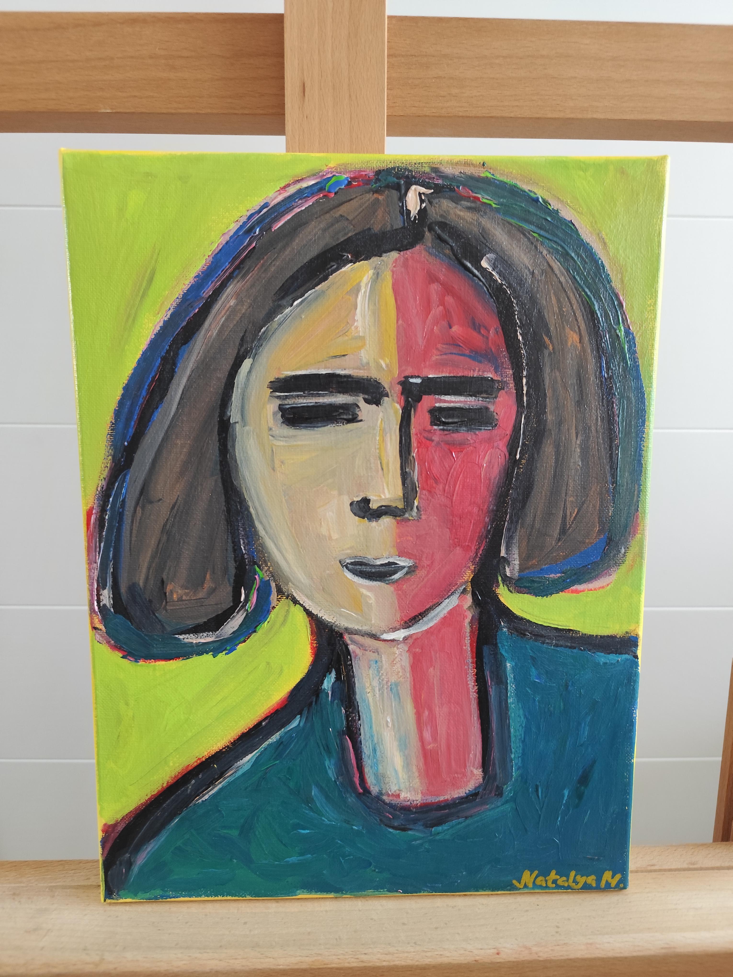 Toile abstraite contemporaine portrait figuratif figure humaine 