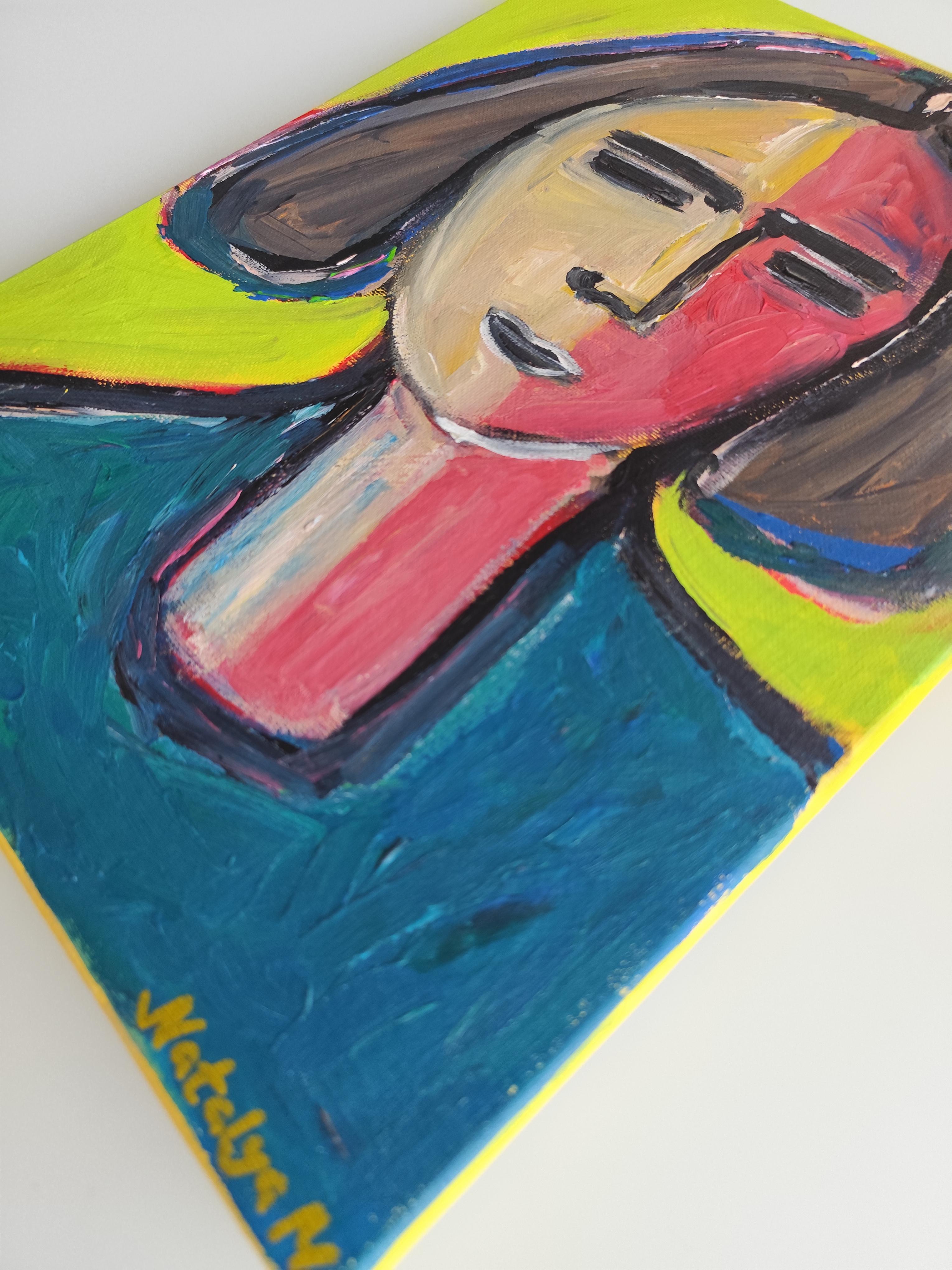 Toile abstraite contemporaine portrait figuratif figure humaine 