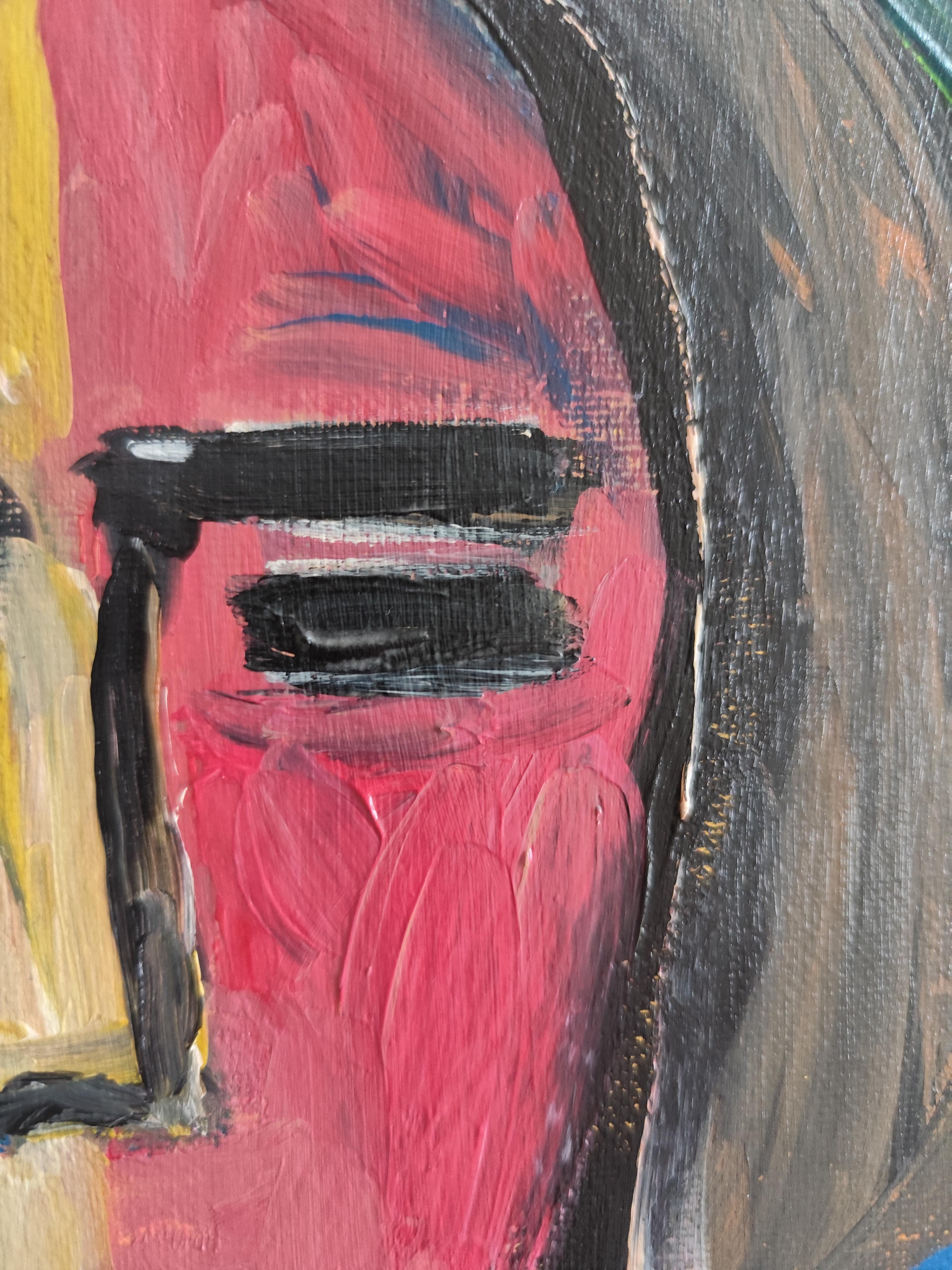 Toile abstraite contemporaine portrait figuratif figure humaine 