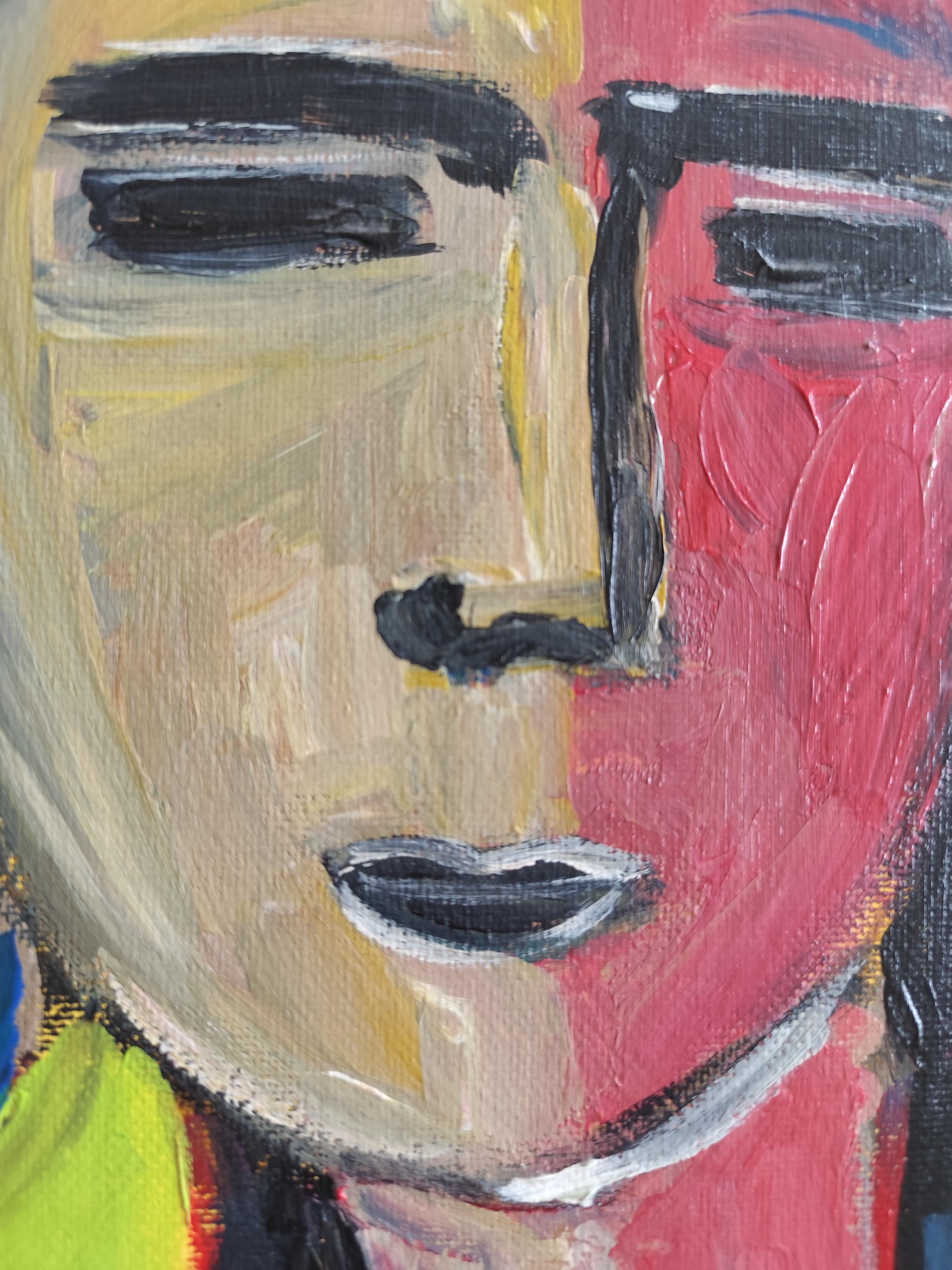 Toile abstraite contemporaine portrait figuratif figure humaine 