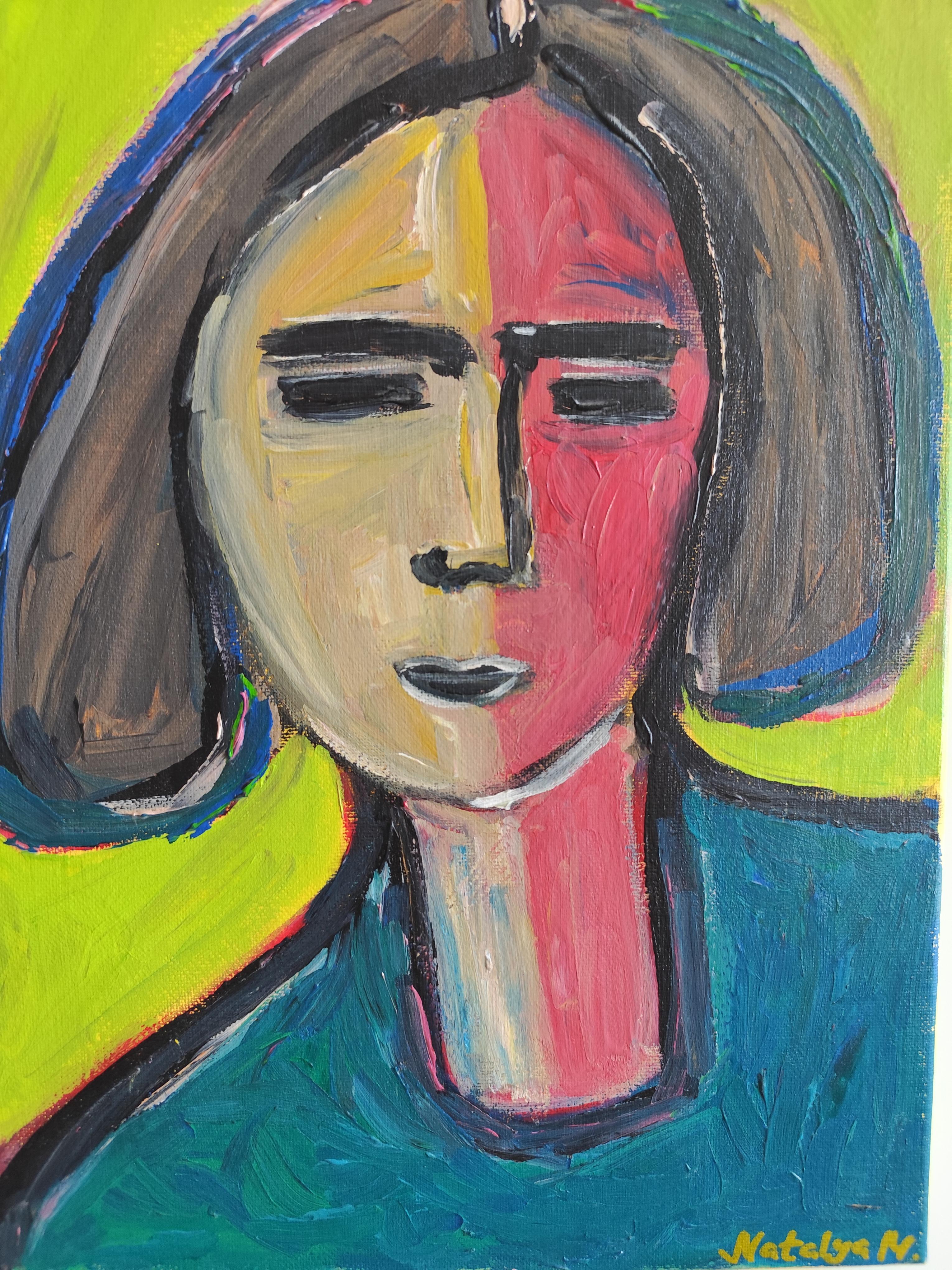 Toile abstraite contemporaine portrait figuratif figure humaine 