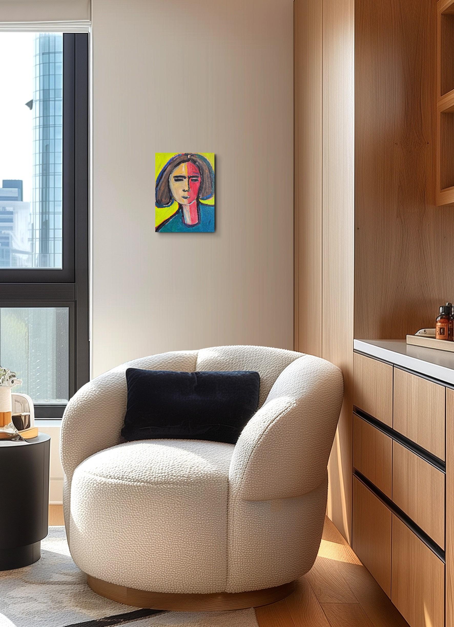 Toile abstraite contemporaine portrait figuratif figure humaine 