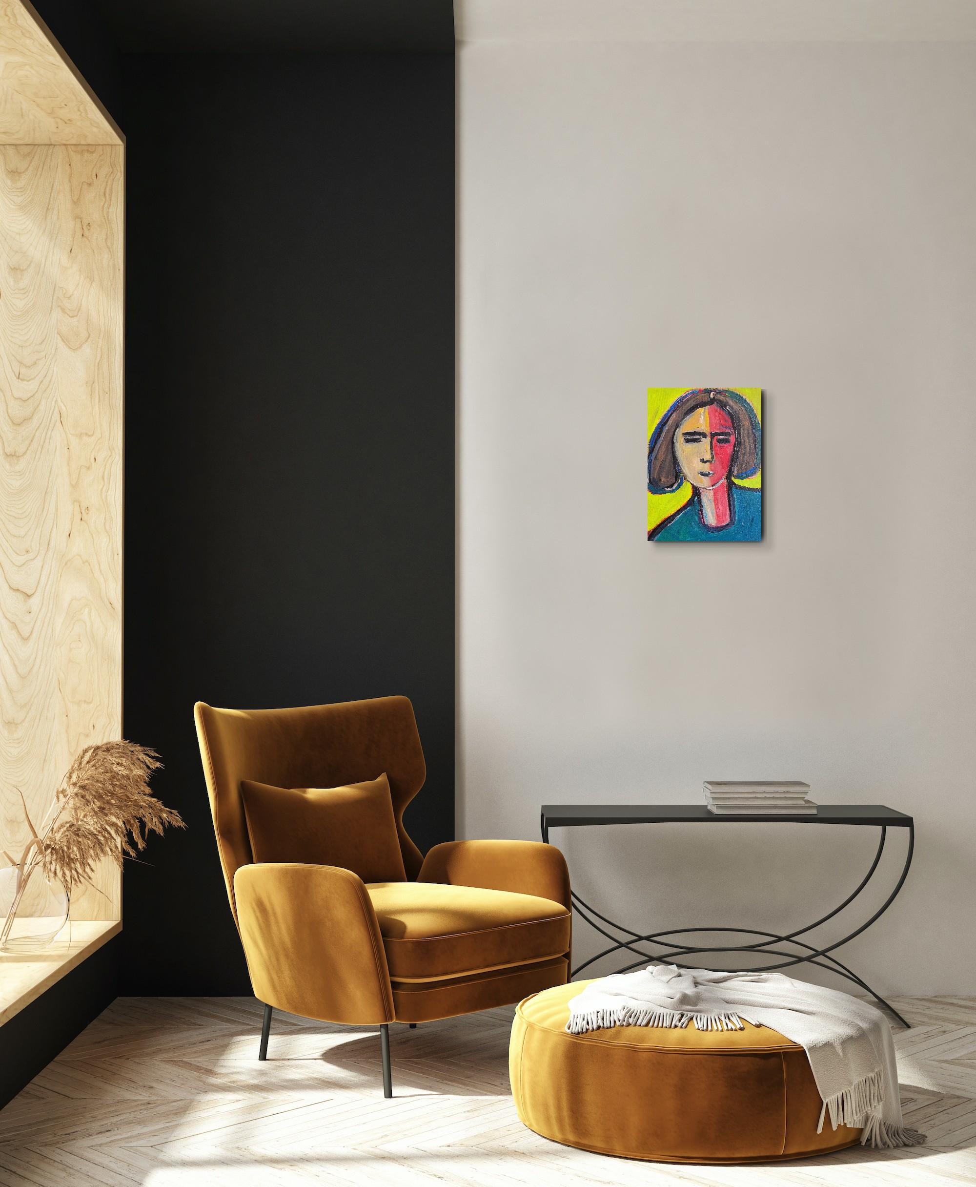 Toile abstraite contemporaine portrait figuratif figure humaine 