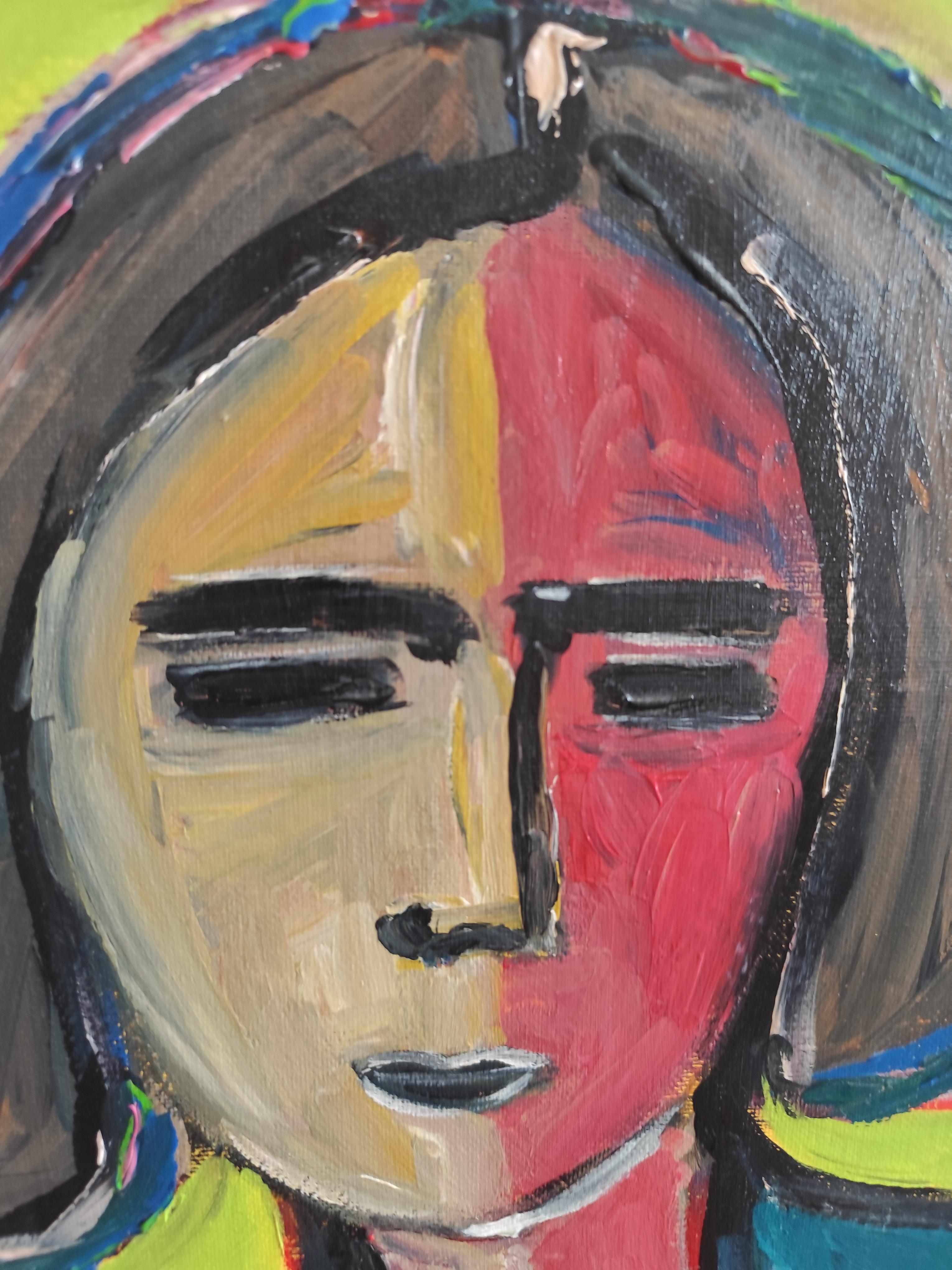 Toile abstraite contemporaine portrait figuratif figure humaine 