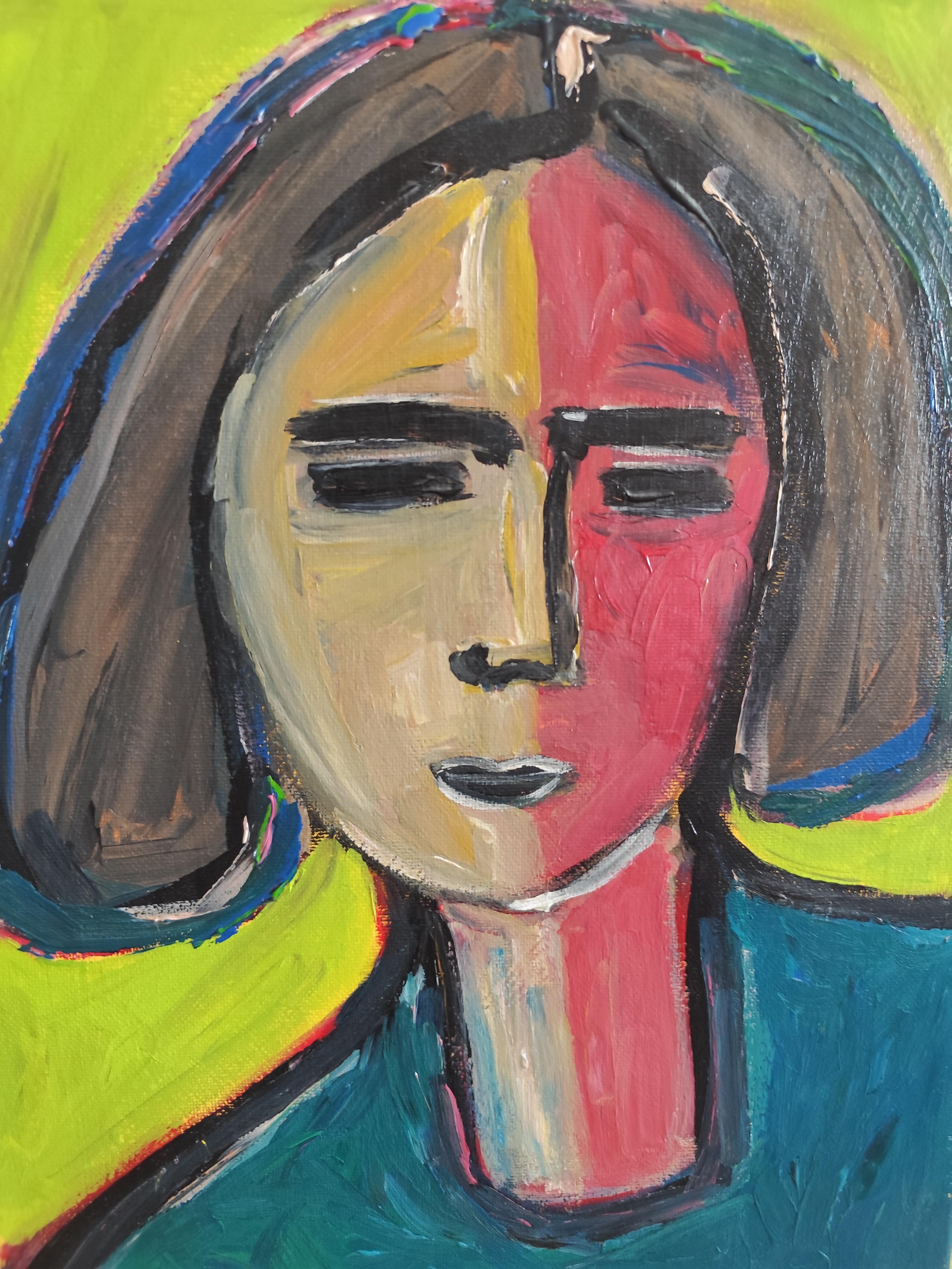 Toile abstraite contemporaine portrait figuratif figure humaine 