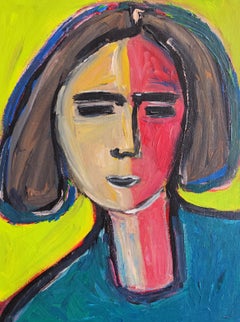 Retrato figurativo abstracto contemporáneo figura humana lienzo "Espectro interior"