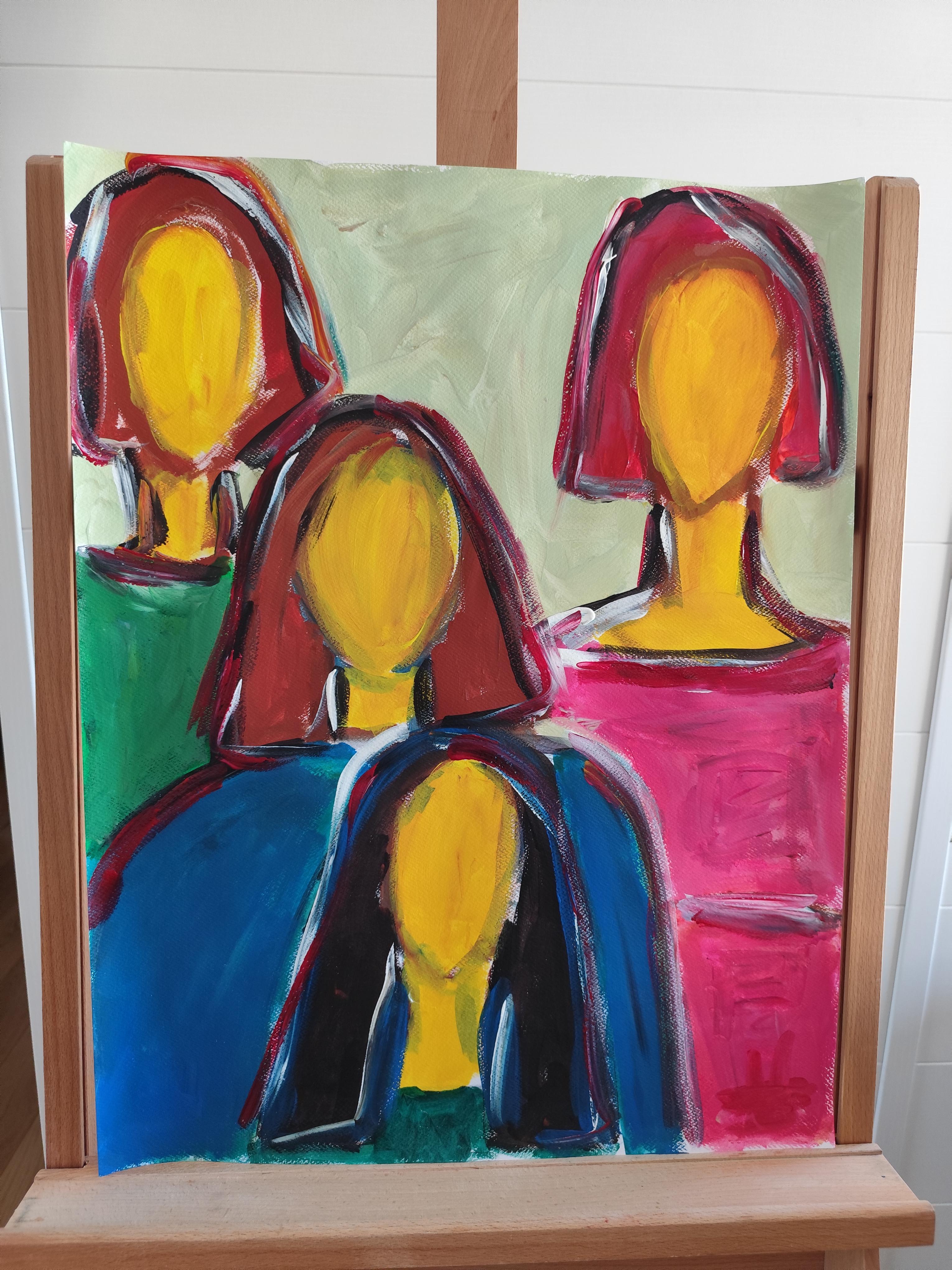 Contemporary abstract figurative portrait of four women 