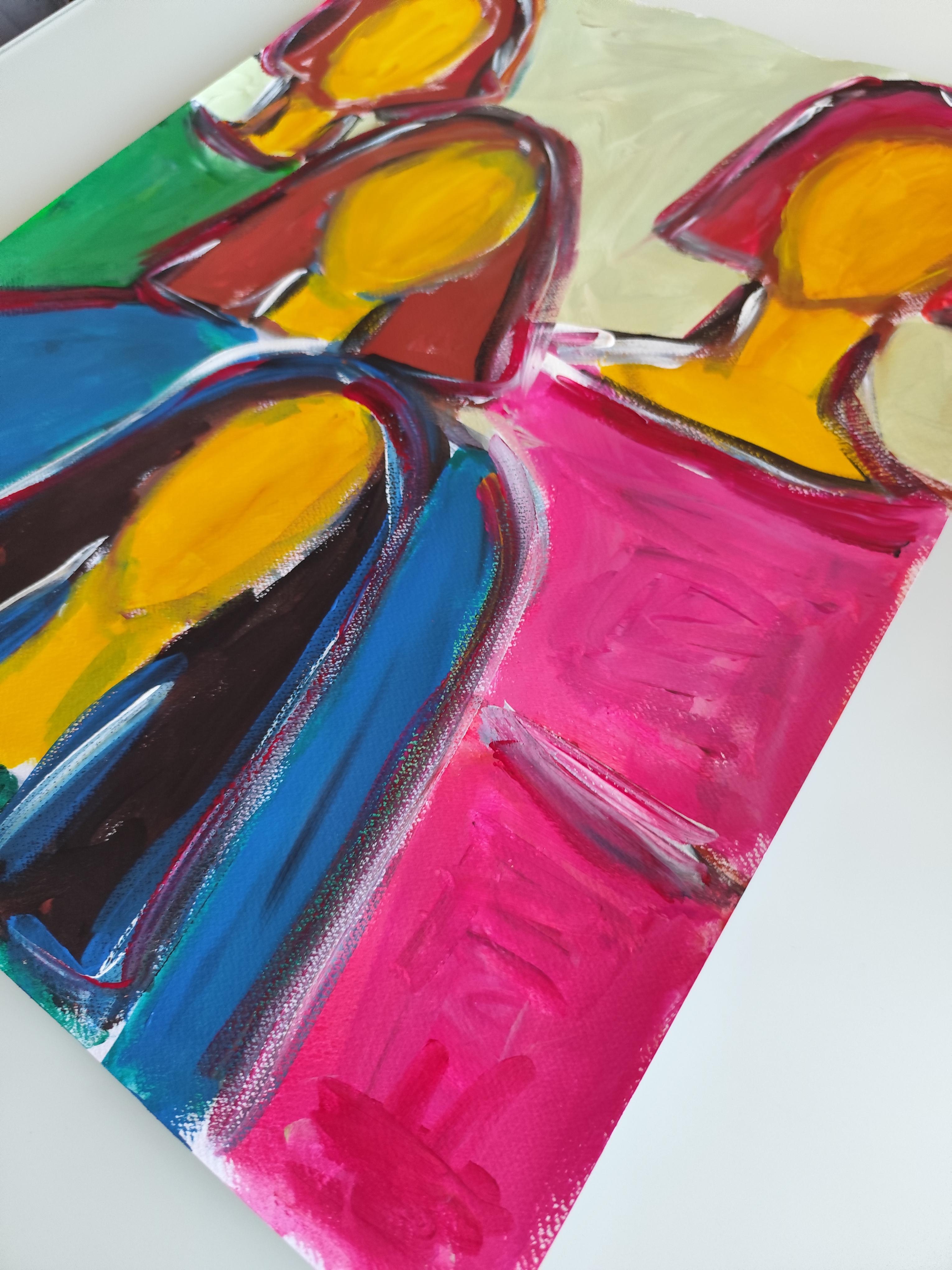 Contemporary abstract figurative portrait of four women 