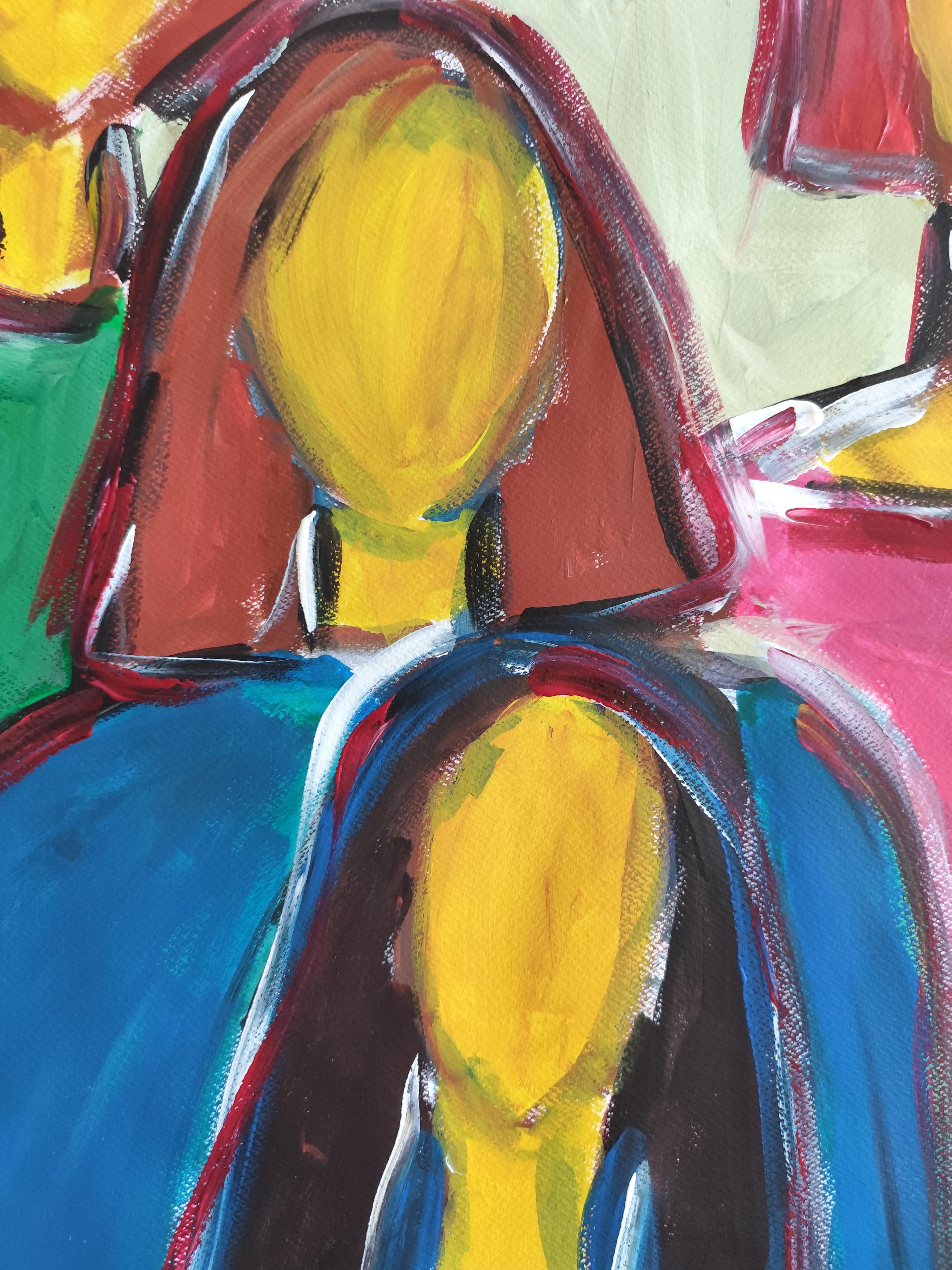 Contemporary abstract figurative portrait of four women 