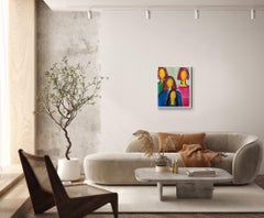 Ritratto figurativo astratto contemporaneo di quattro donne "Insieme riunite".