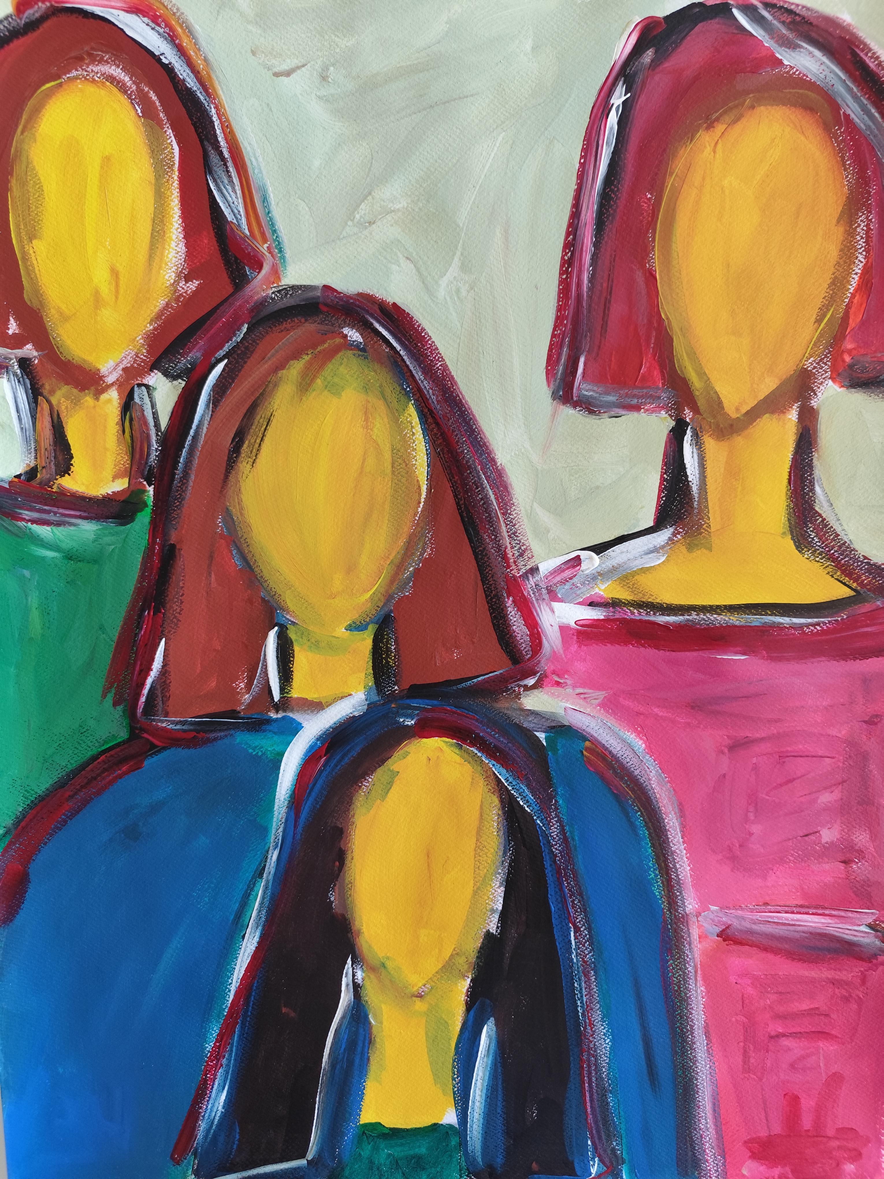 Contemporary abstract figurative portrait of four women 