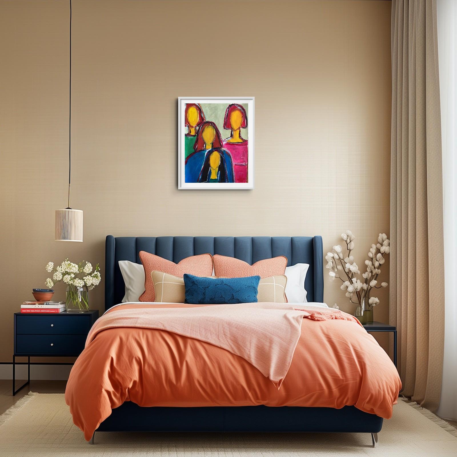 Contemporary abstract figurative portrait of four women 