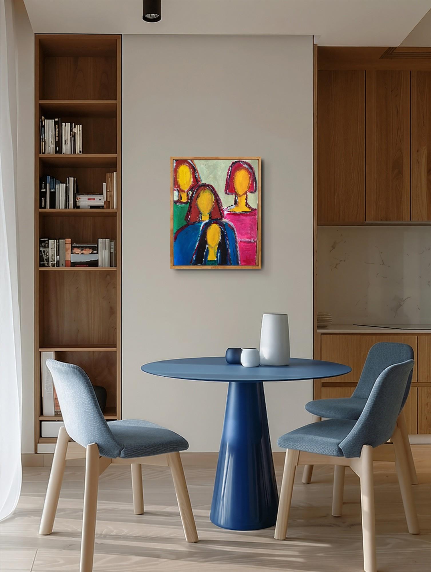 Contemporary abstract figurative portrait of four women 