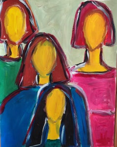 Contemporary abstract figurative portrait of four women "Together gathered"