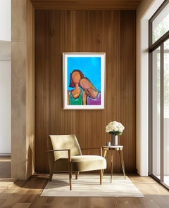 Contemporary abstract figurative portrait of two women on paper "Dual Unity"