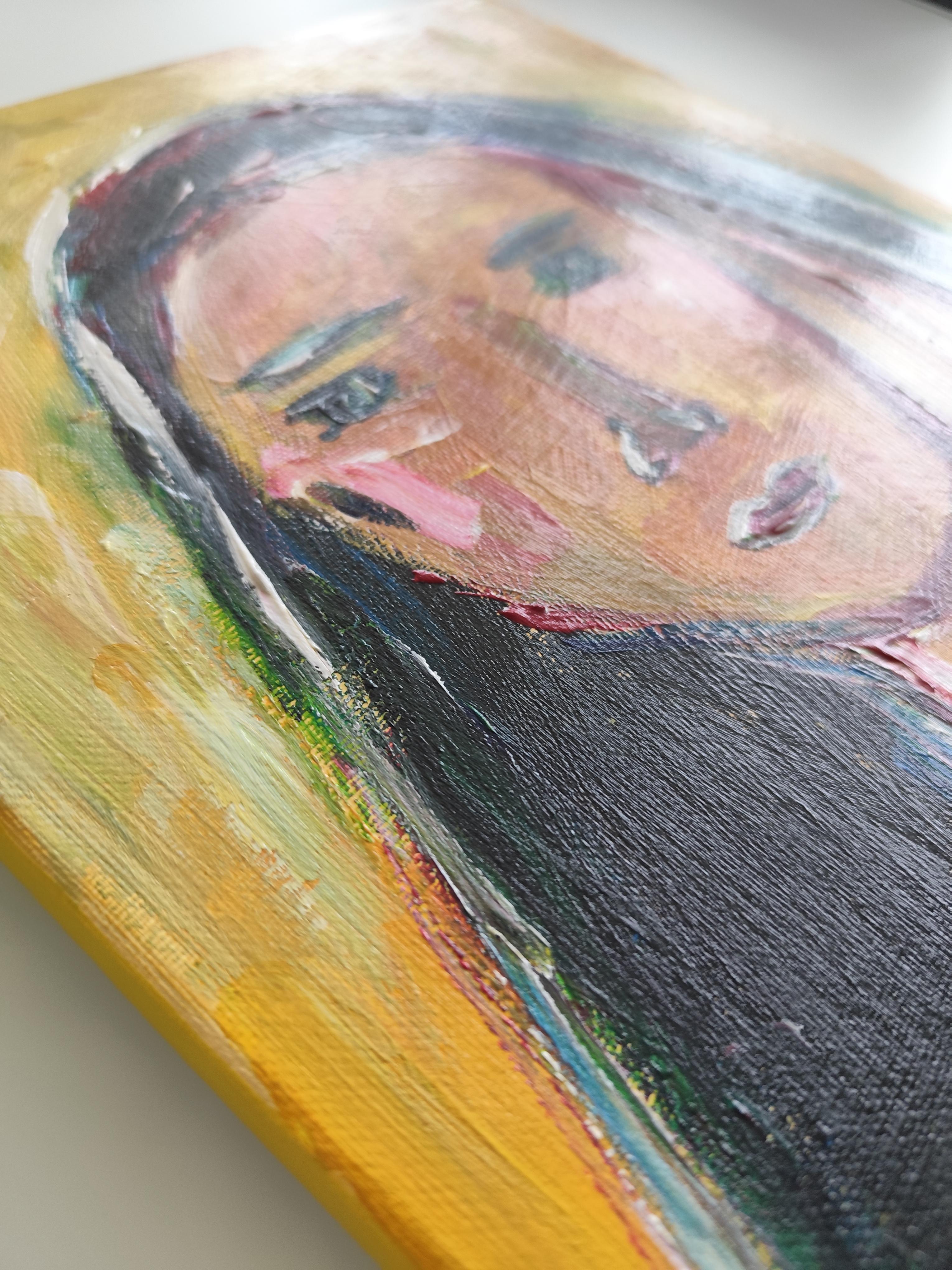 Contemporary abstract figurative portrait woman on canvas 