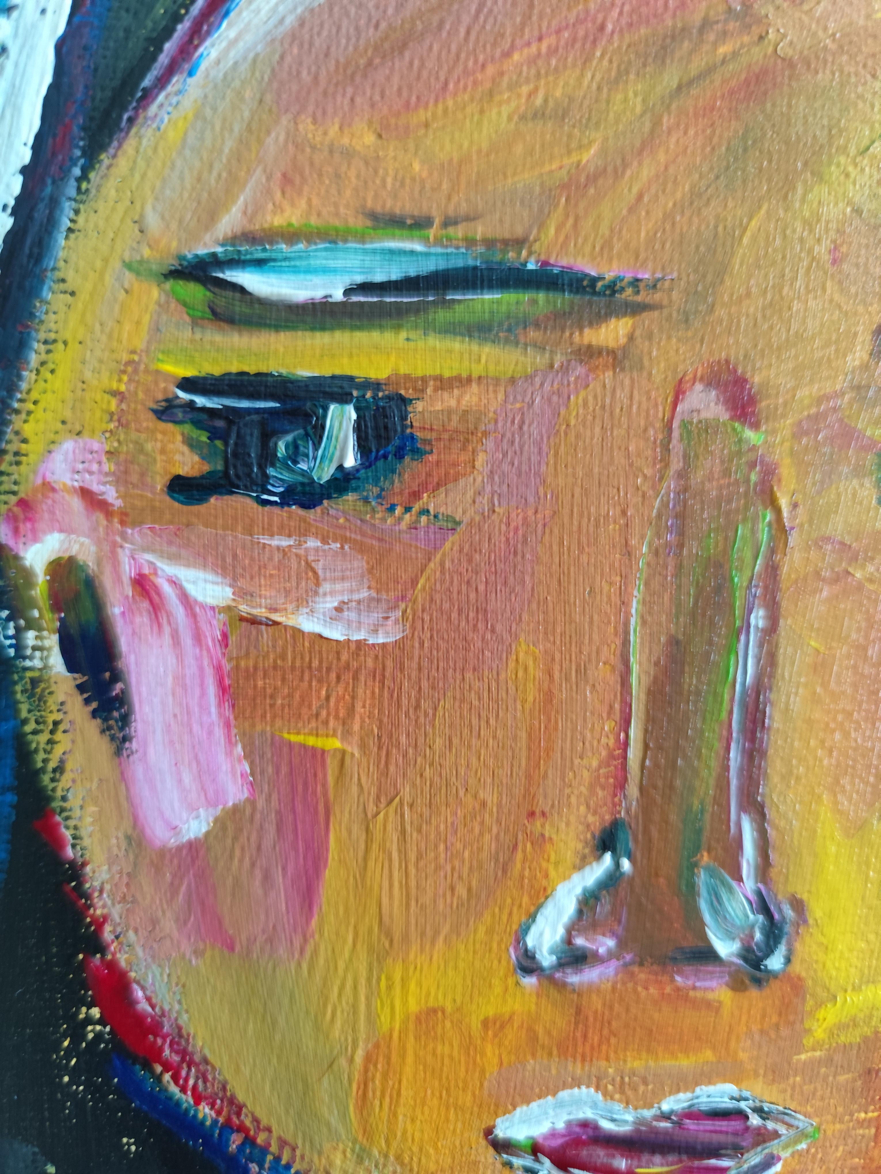 Contemporary abstract figurative portrait woman on canvas 