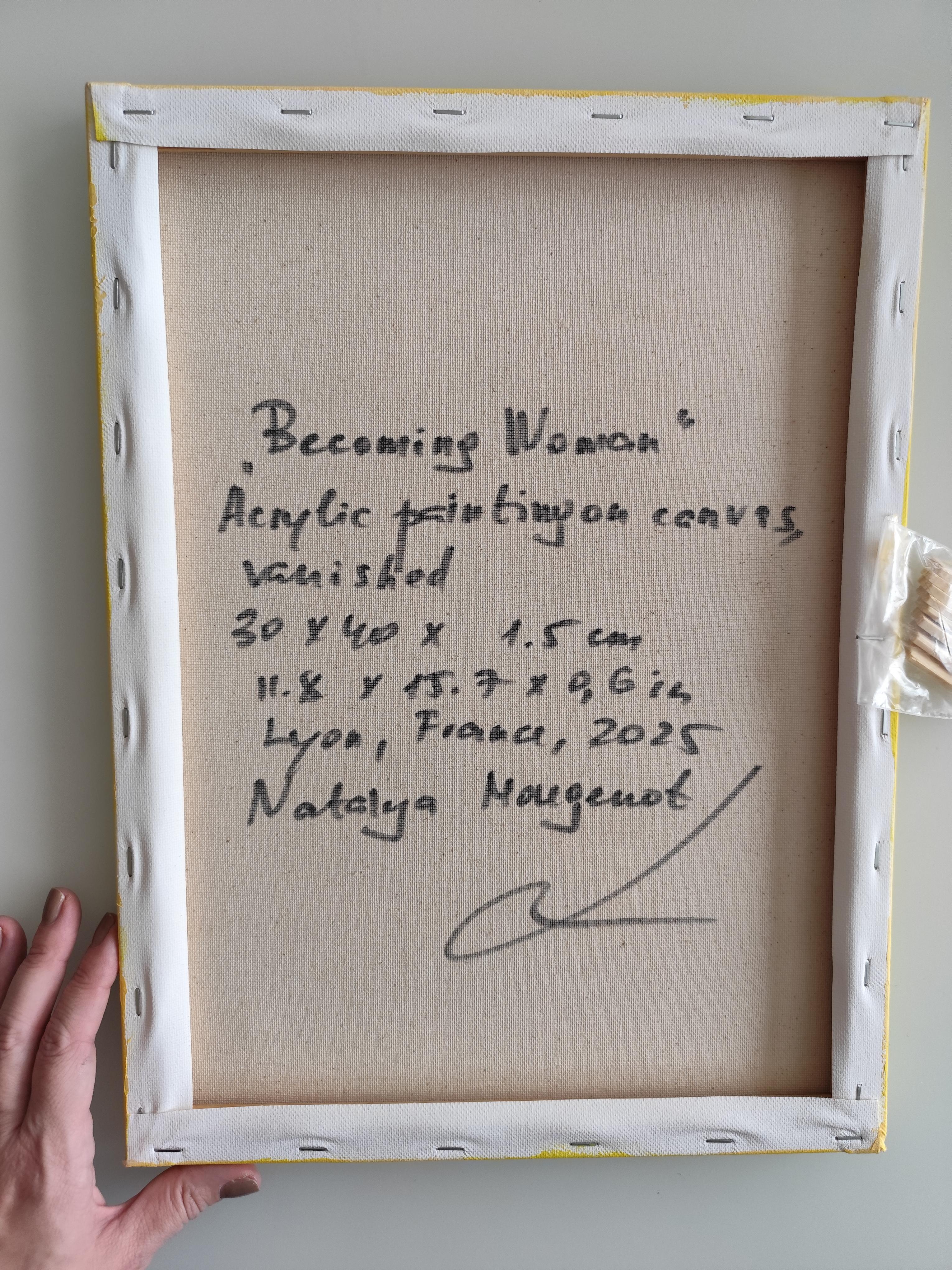 Contemporary abstract figurative portrait woman on canvas 