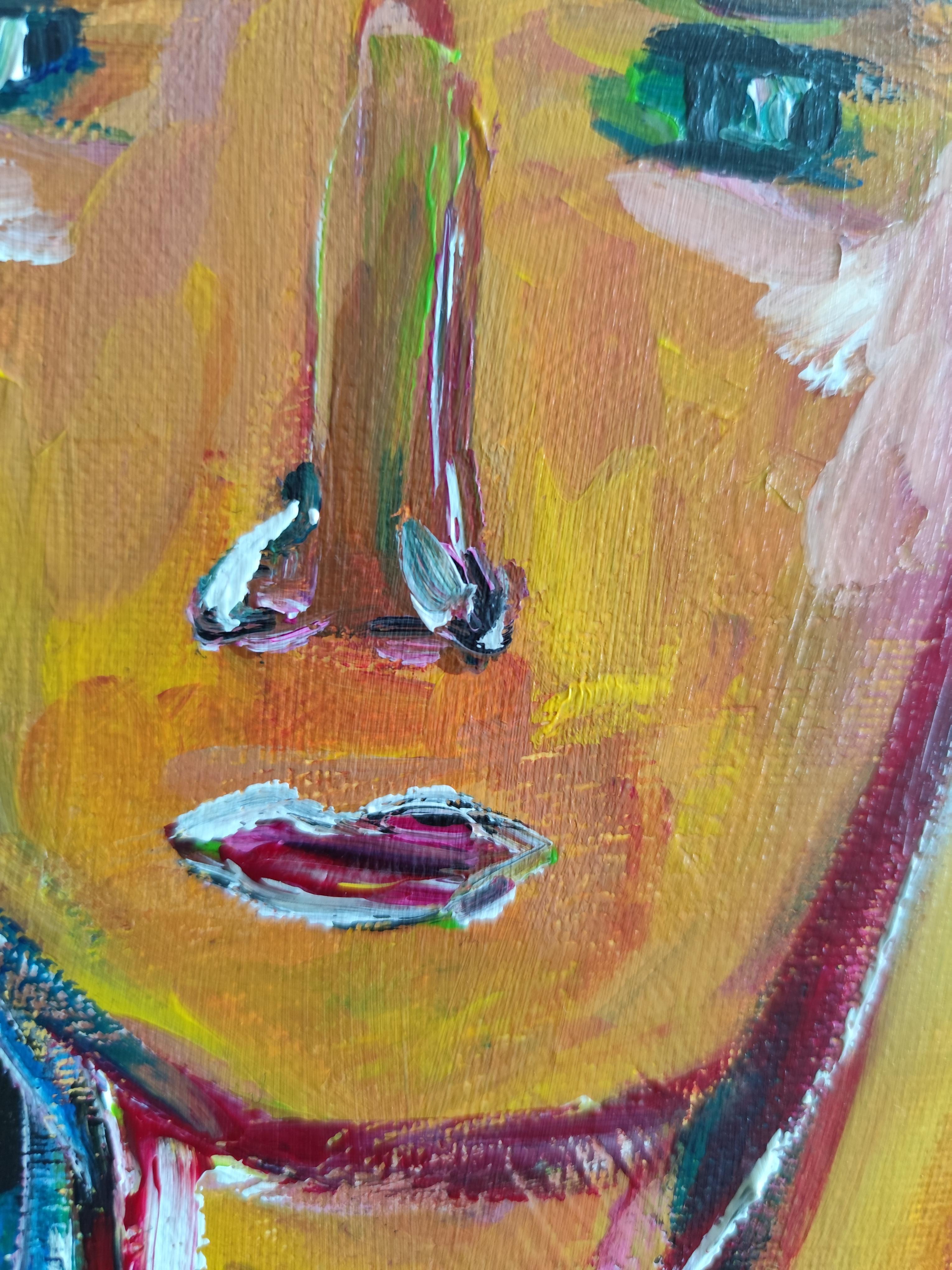 Contemporary abstract figurative portrait woman on canvas 