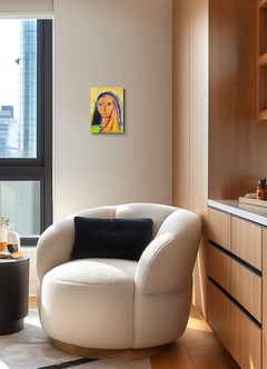 Contemporary abstract figurative portrait woman on canvas "Becoming woman"
