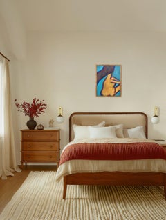 Portrait abstrait contemporain du corps d'une femme figurative sur papier "Pause sereine"