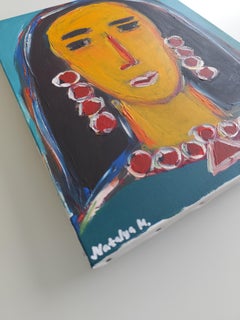 Ritratto astratto figurativo contemporaneo di donna su tela "Radiant She"