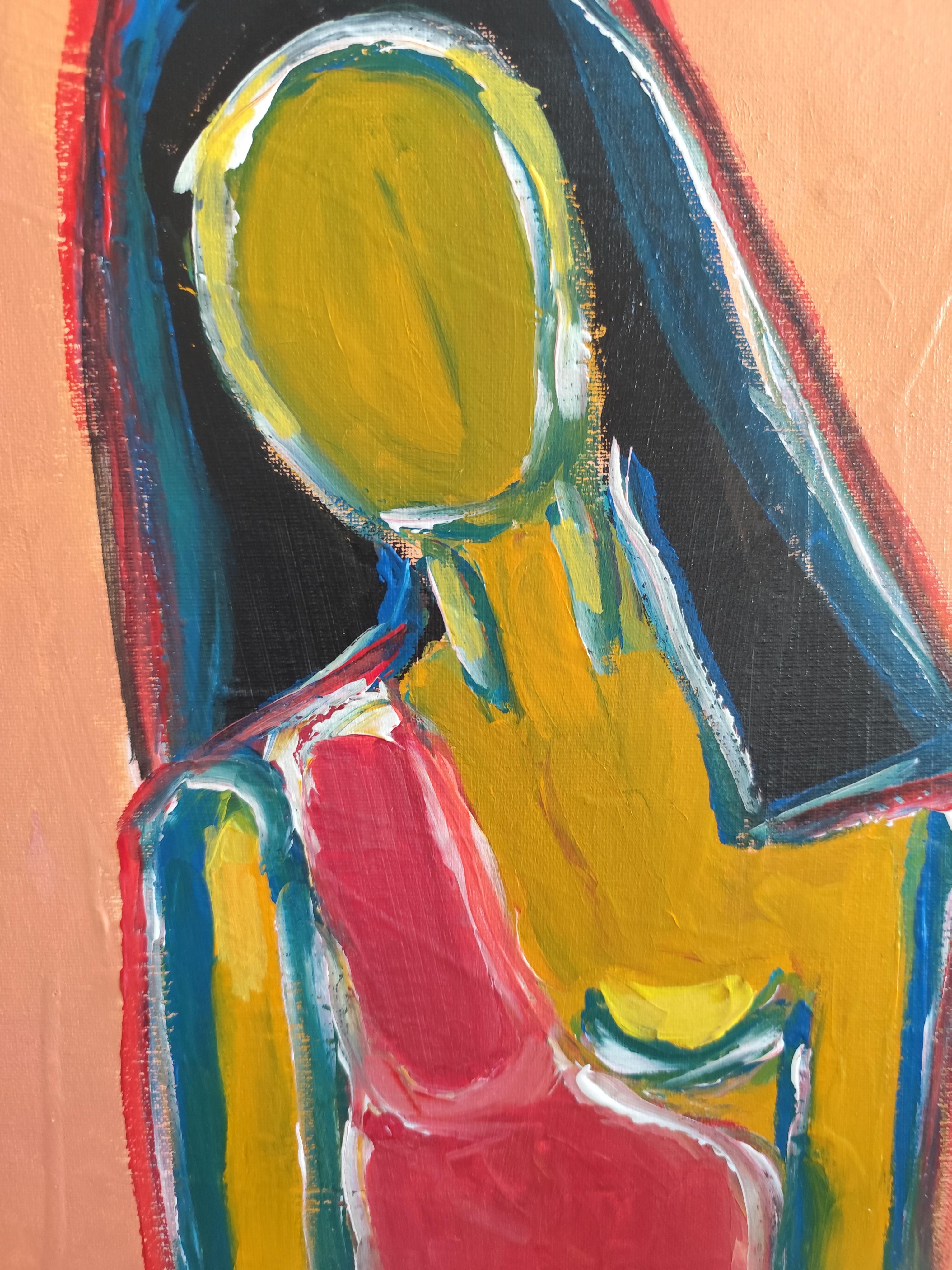 Contemporary abstract figurative woman's portrait on canvas 