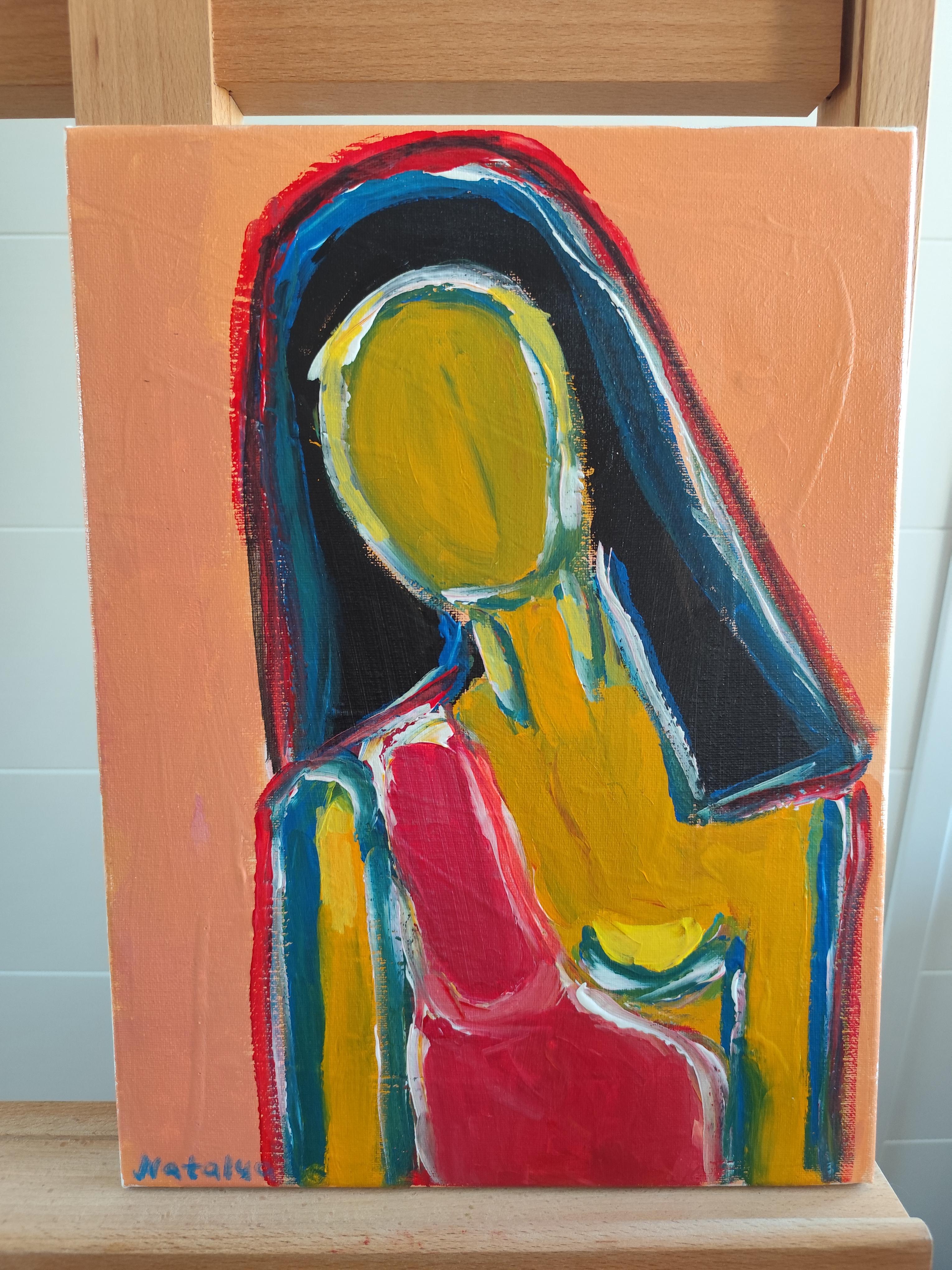 Contemporary abstract figurative woman's portrait on canvas 