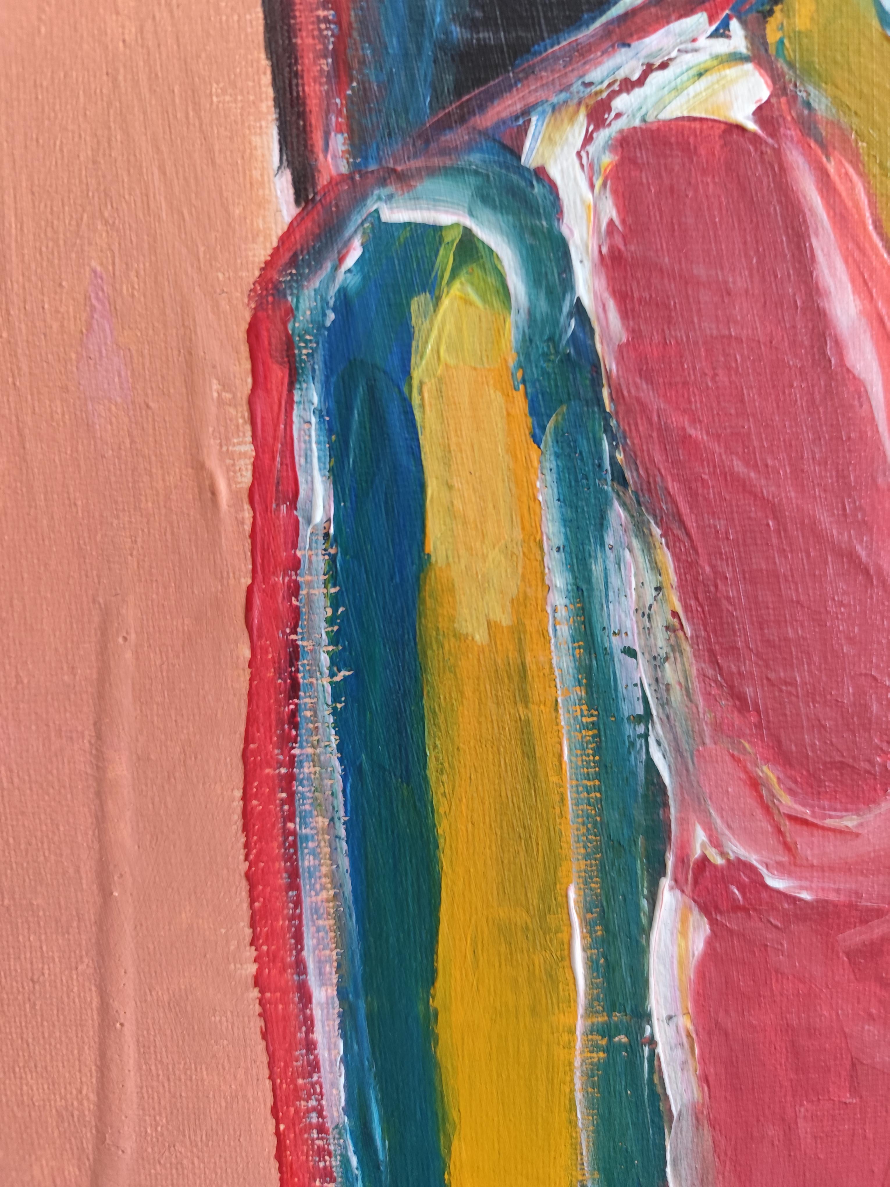 Contemporary abstract figurative woman's portrait on canvas 