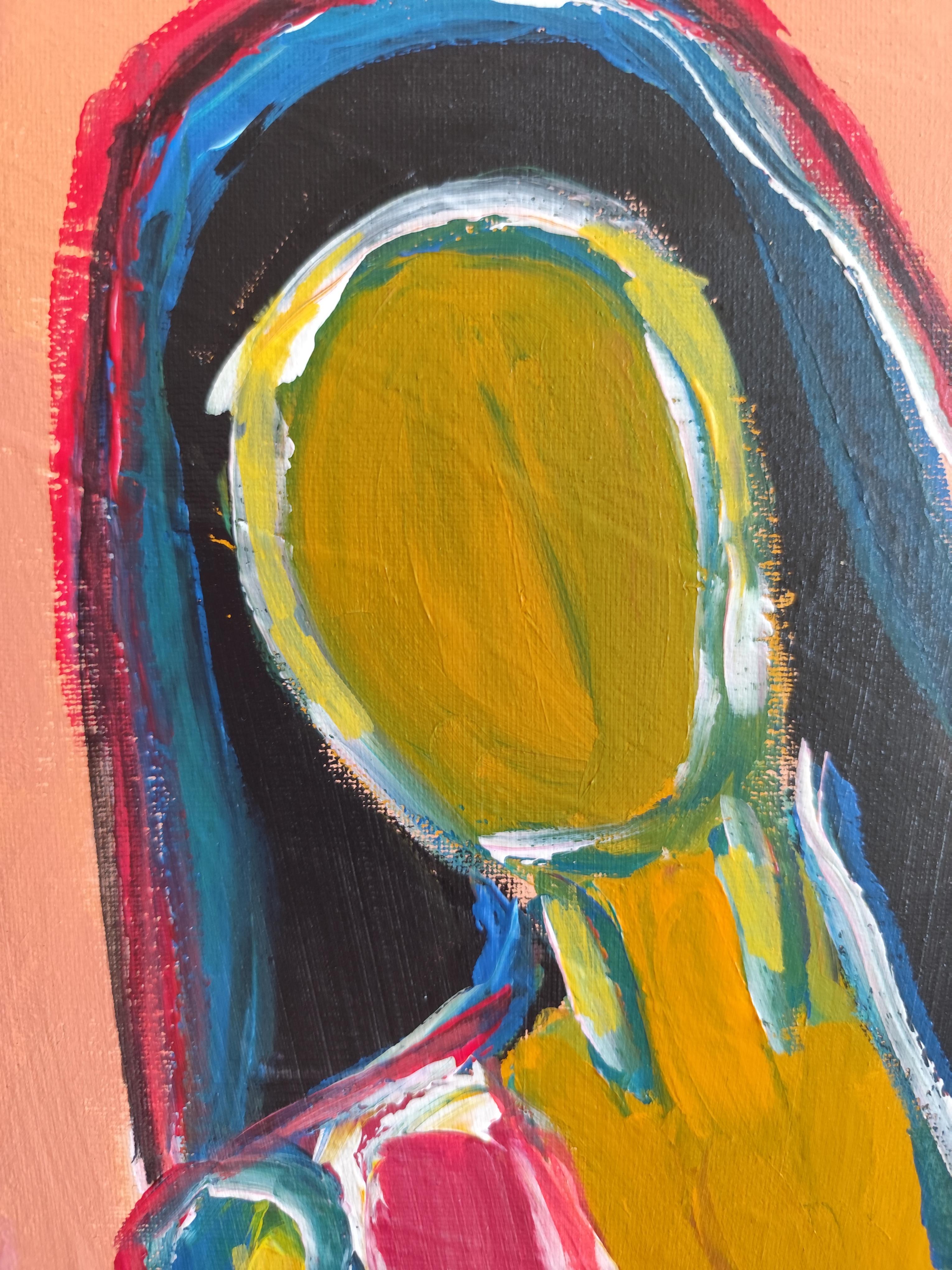 Contemporary abstract figurative woman's portrait on canvas 