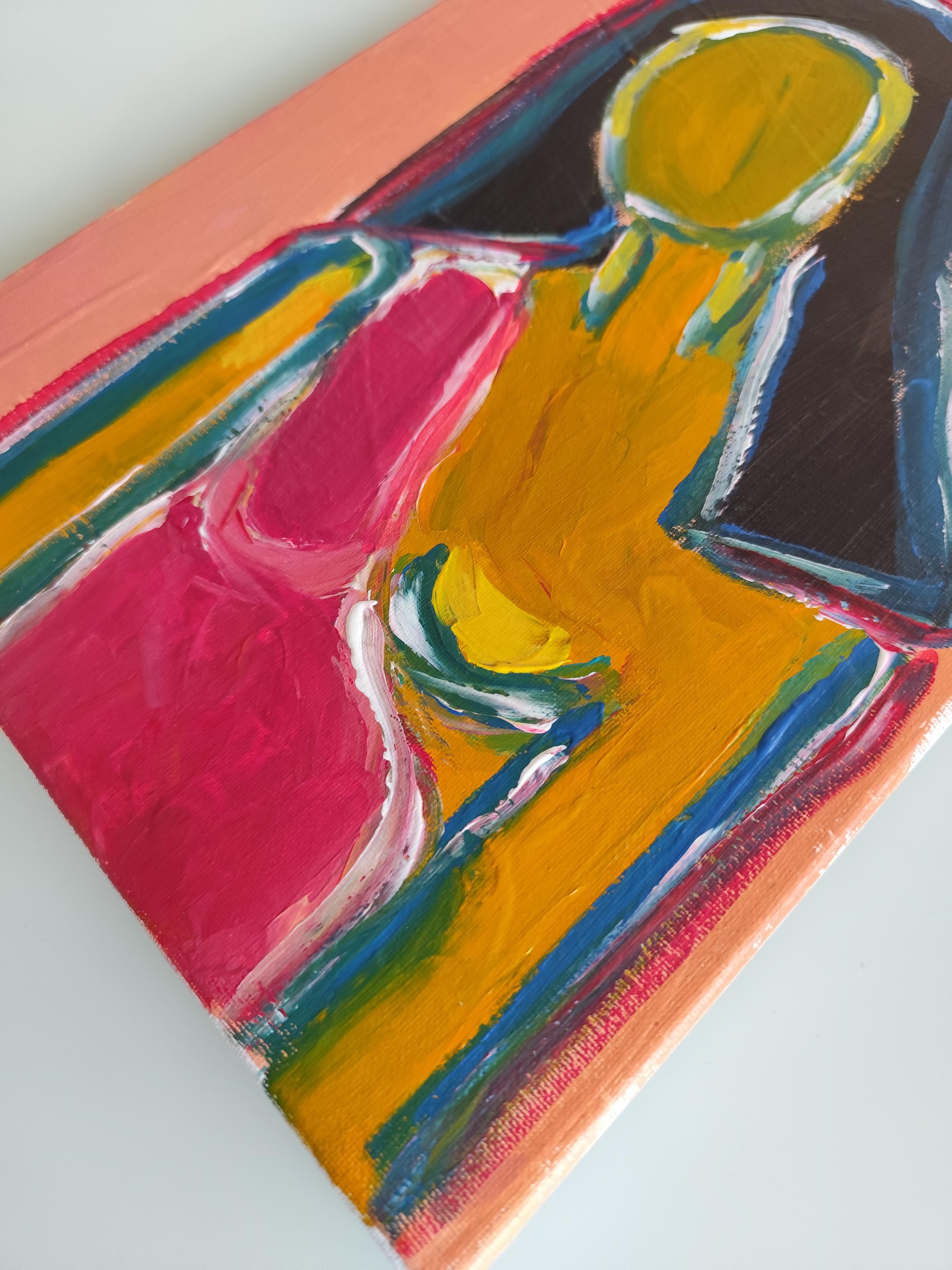 Contemporary abstract figurative woman's portrait on canvas 