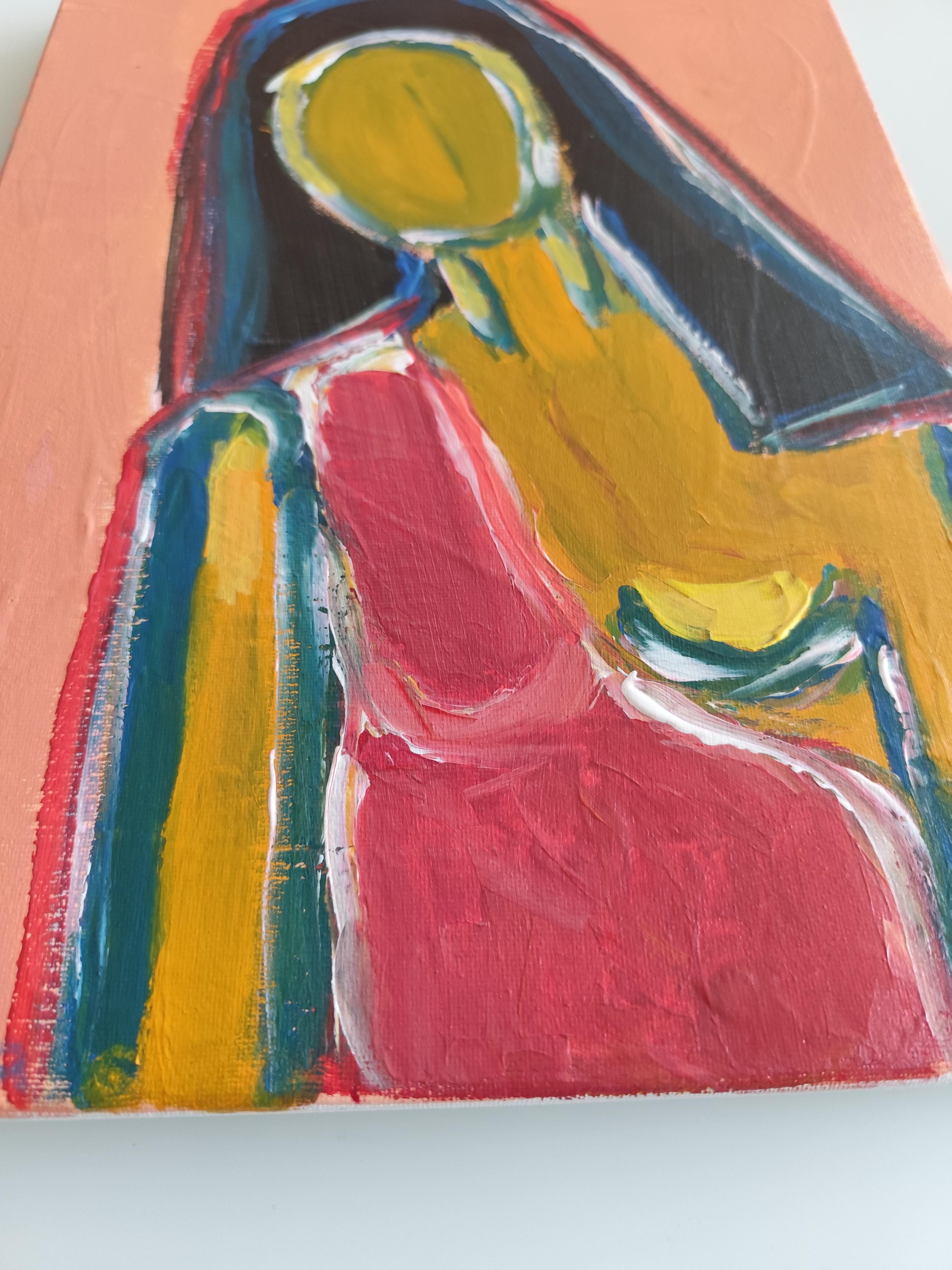 Contemporary abstract figurative woman's portrait on canvas 