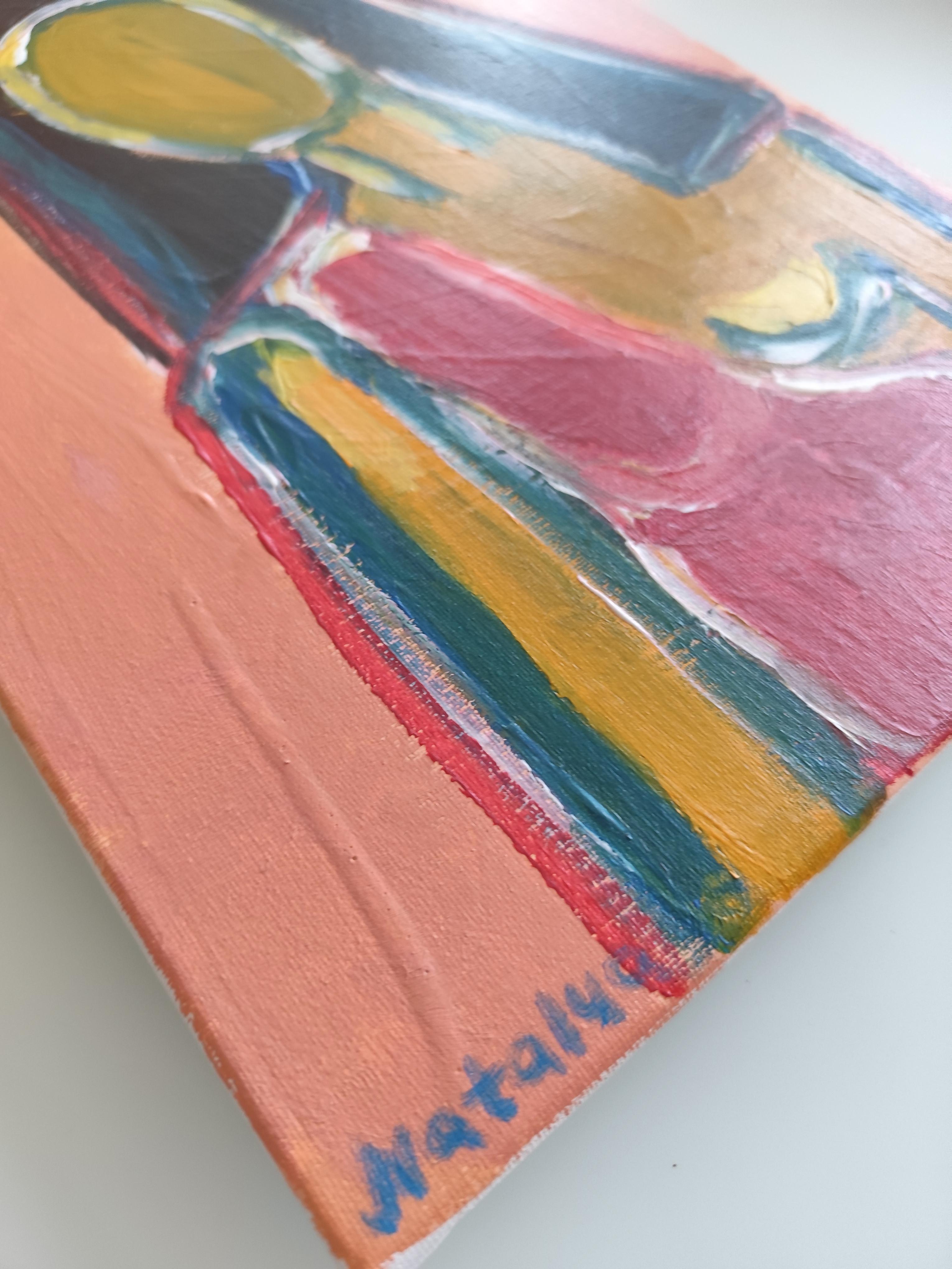 Contemporary abstract figurative woman's portrait on canvas 