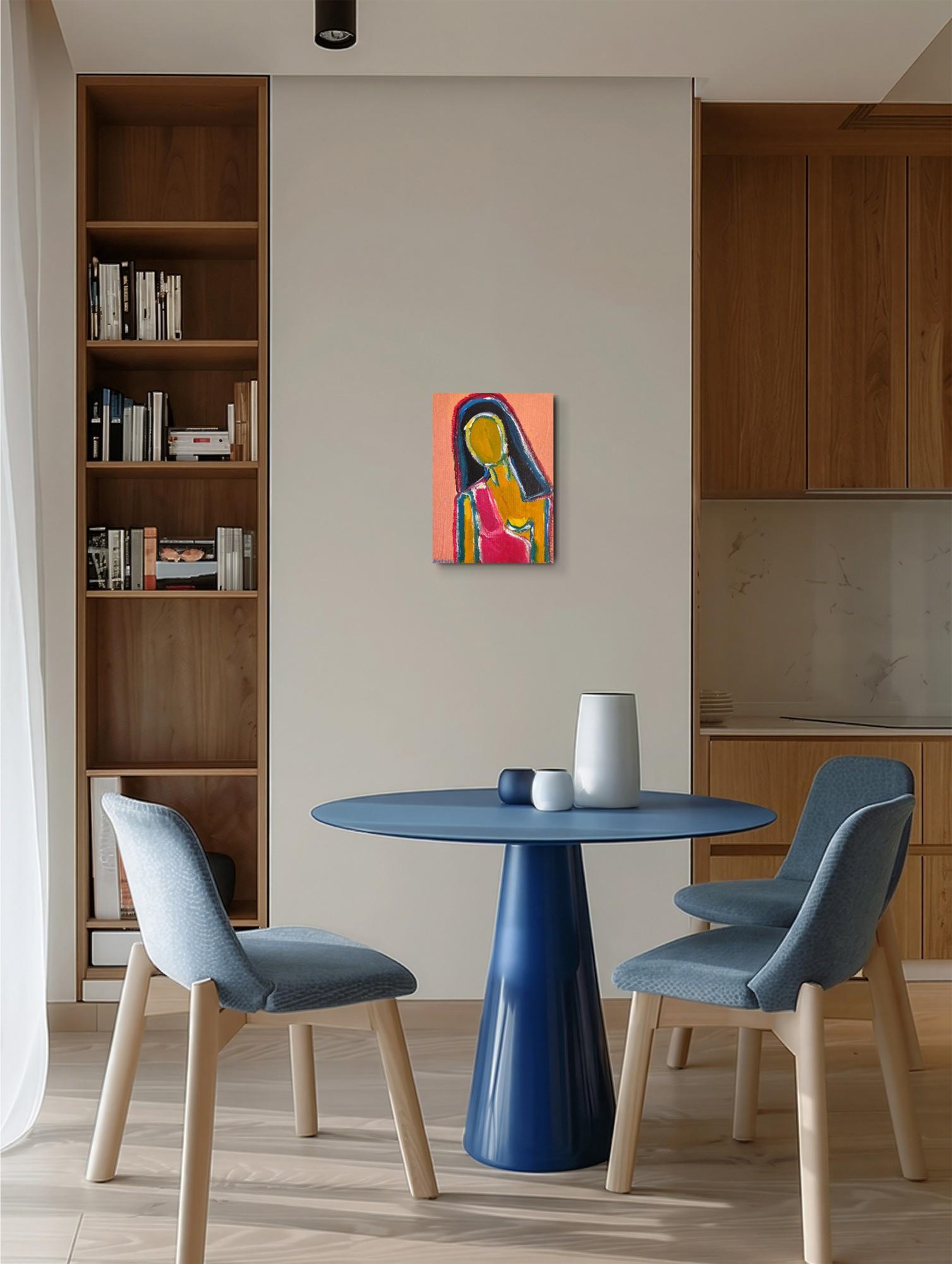 Contemporary abstract figurative woman's portrait on canvas 