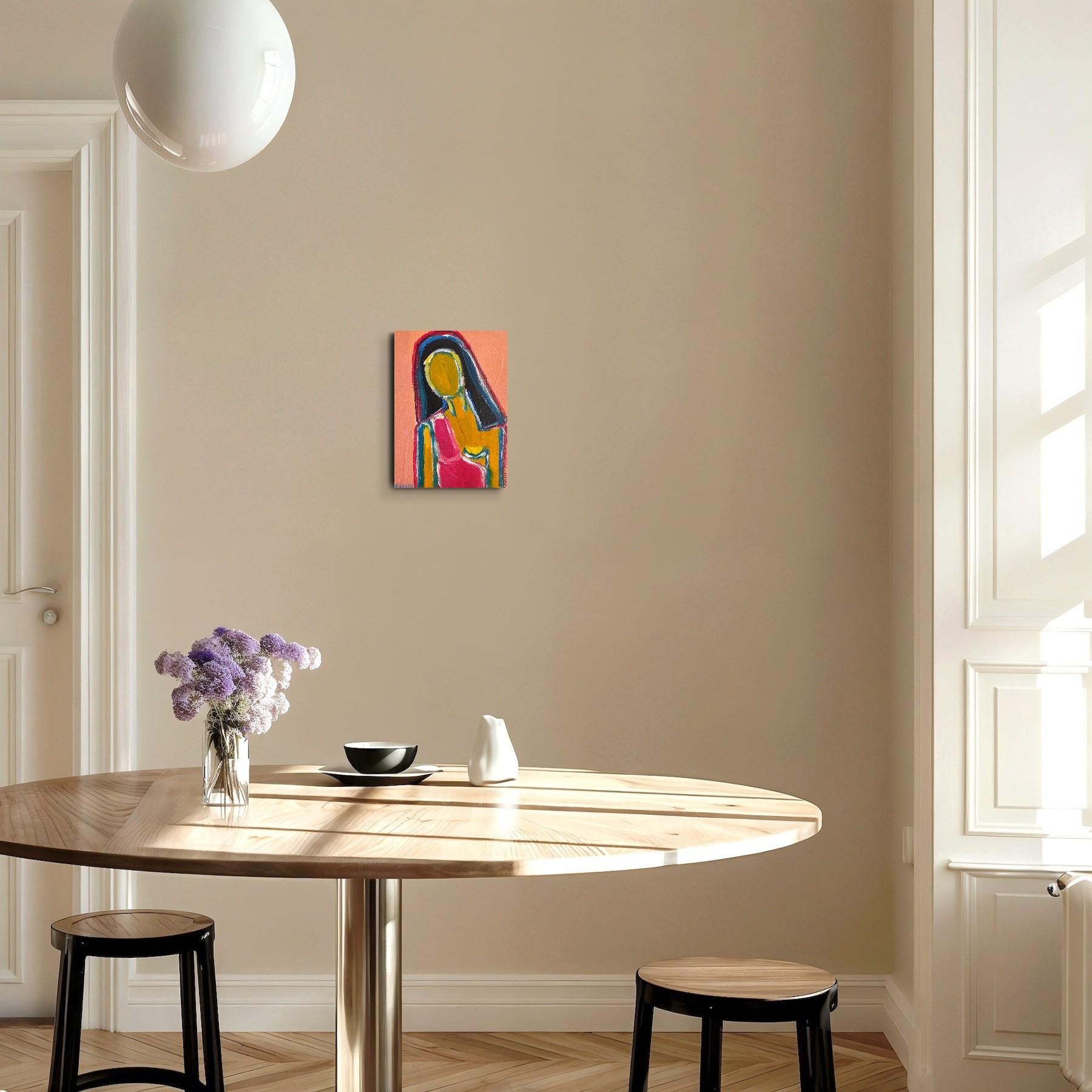 Contemporary abstract figurative woman's portrait on canvas 