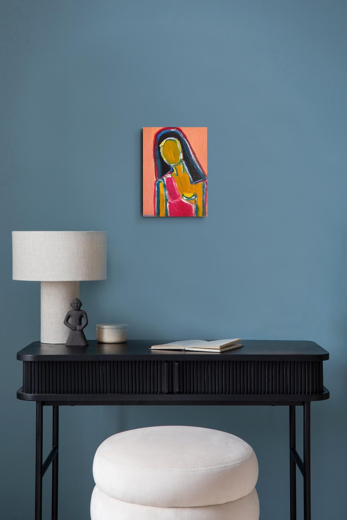 Contemporary abstract figurative woman's portrait on canvas 