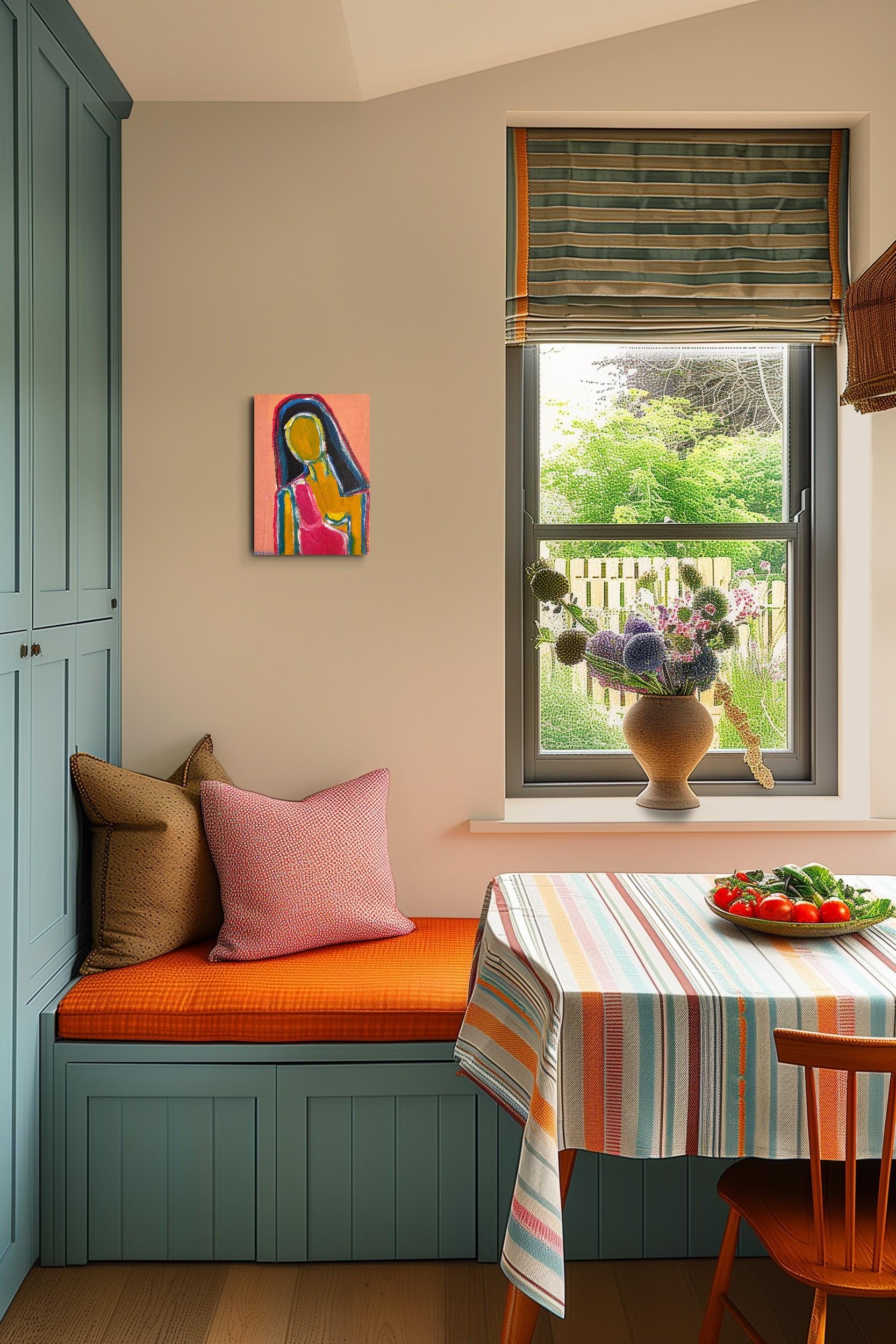 Contemporary abstract figurative woman's portrait on canvas 