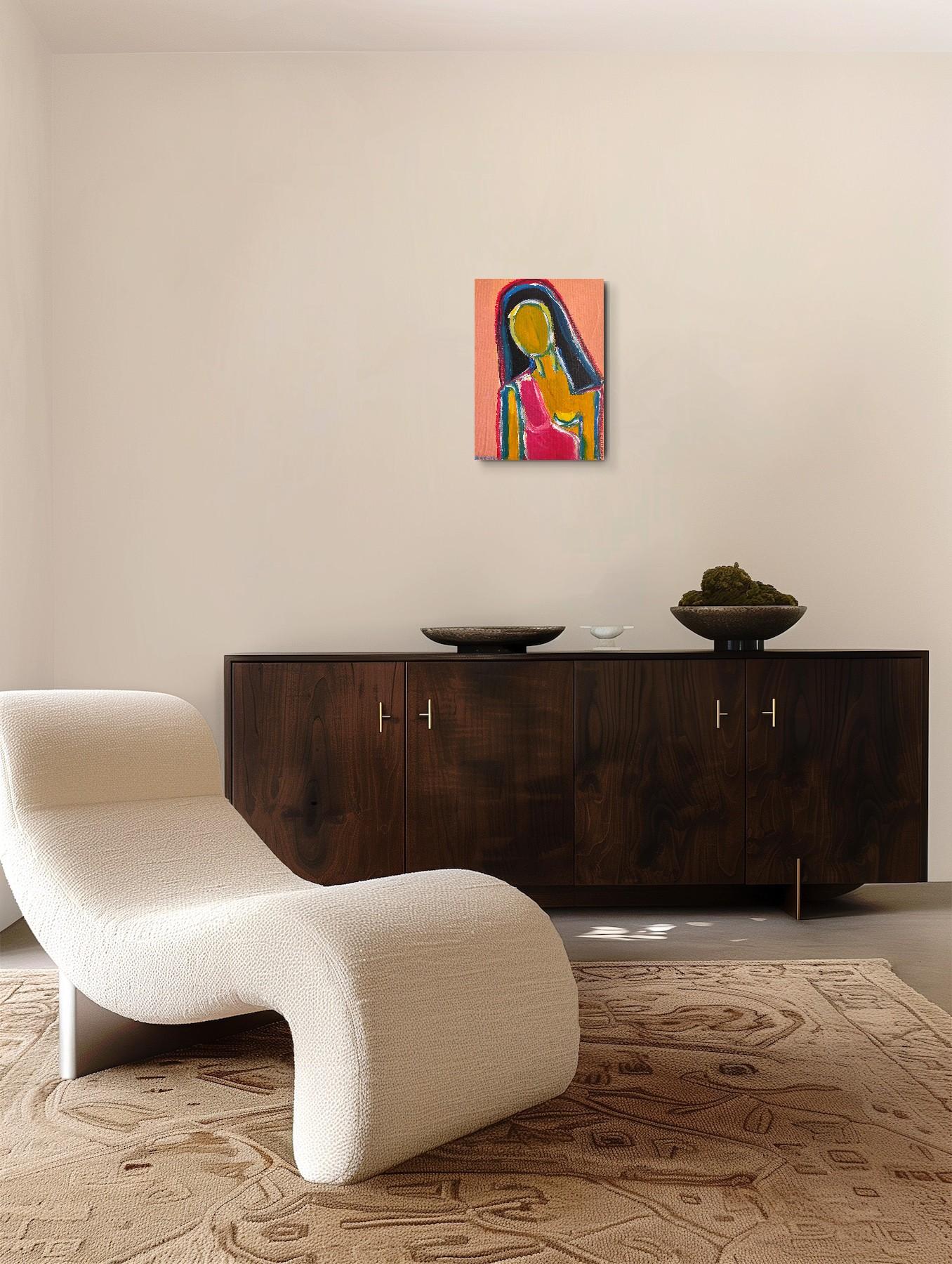 Contemporary abstract figurative woman's portrait on canvas 