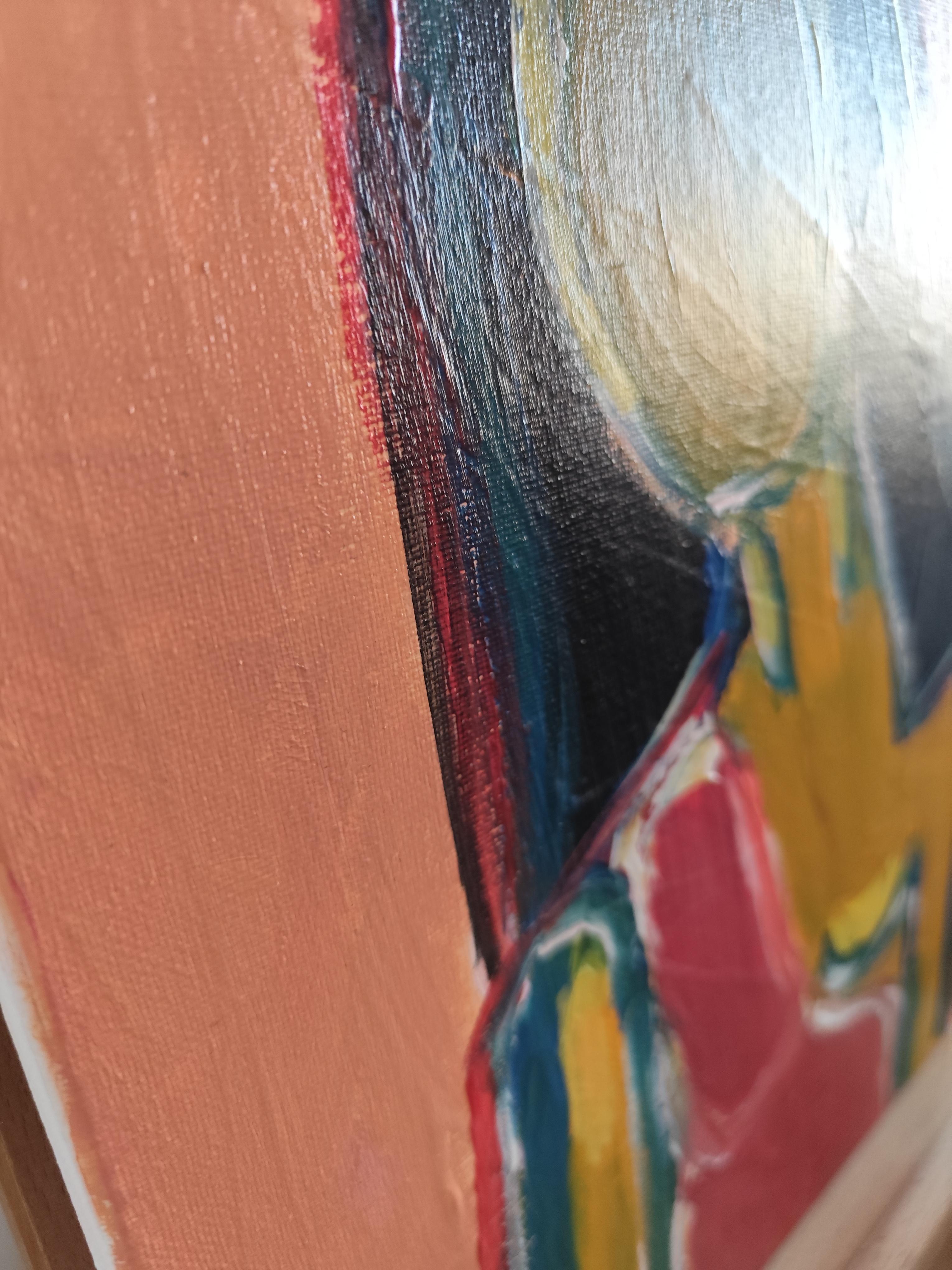 Contemporary abstract figurative woman's portrait on canvas 