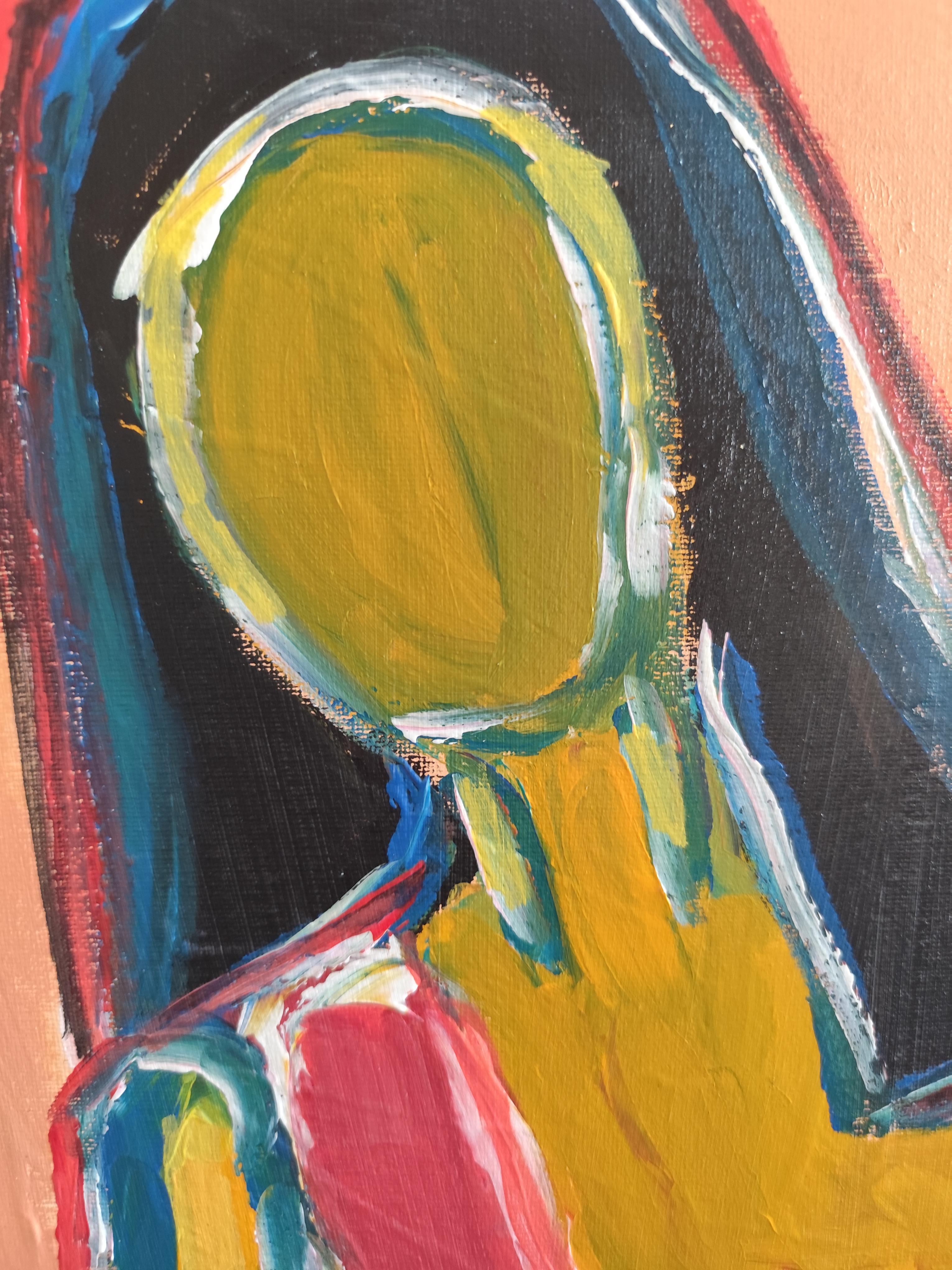 Contemporary abstract figurative woman's portrait on canvas 