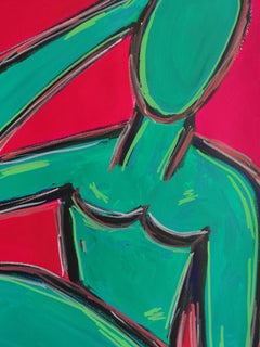 Contemporary abstract figurative woman's portrait on paper "A moment to dream"