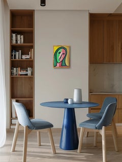 Portrait de femme contemporain abstrait et figuratif sur papier "Inner silence"