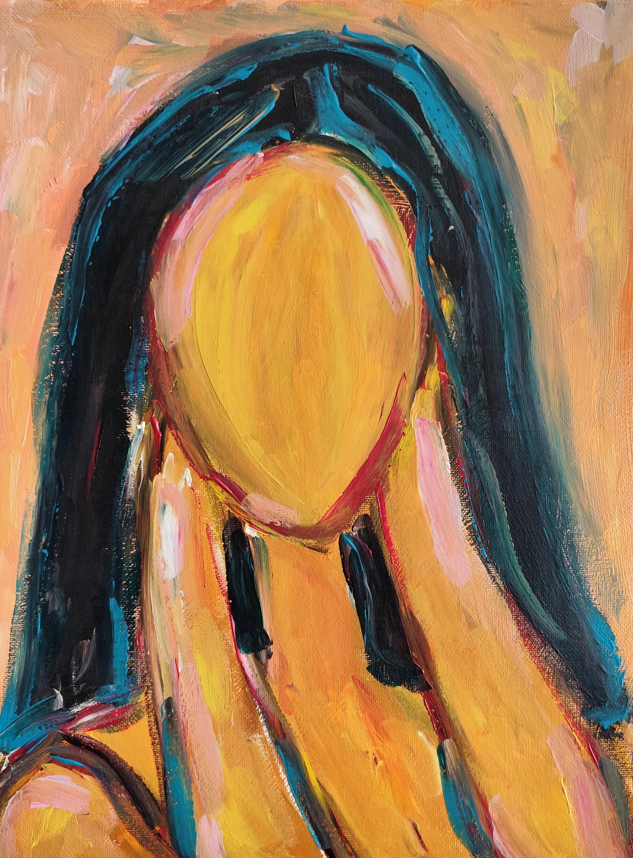 Contemporary abstract figurative woman
s portrait painting canvas "Inner beauty"