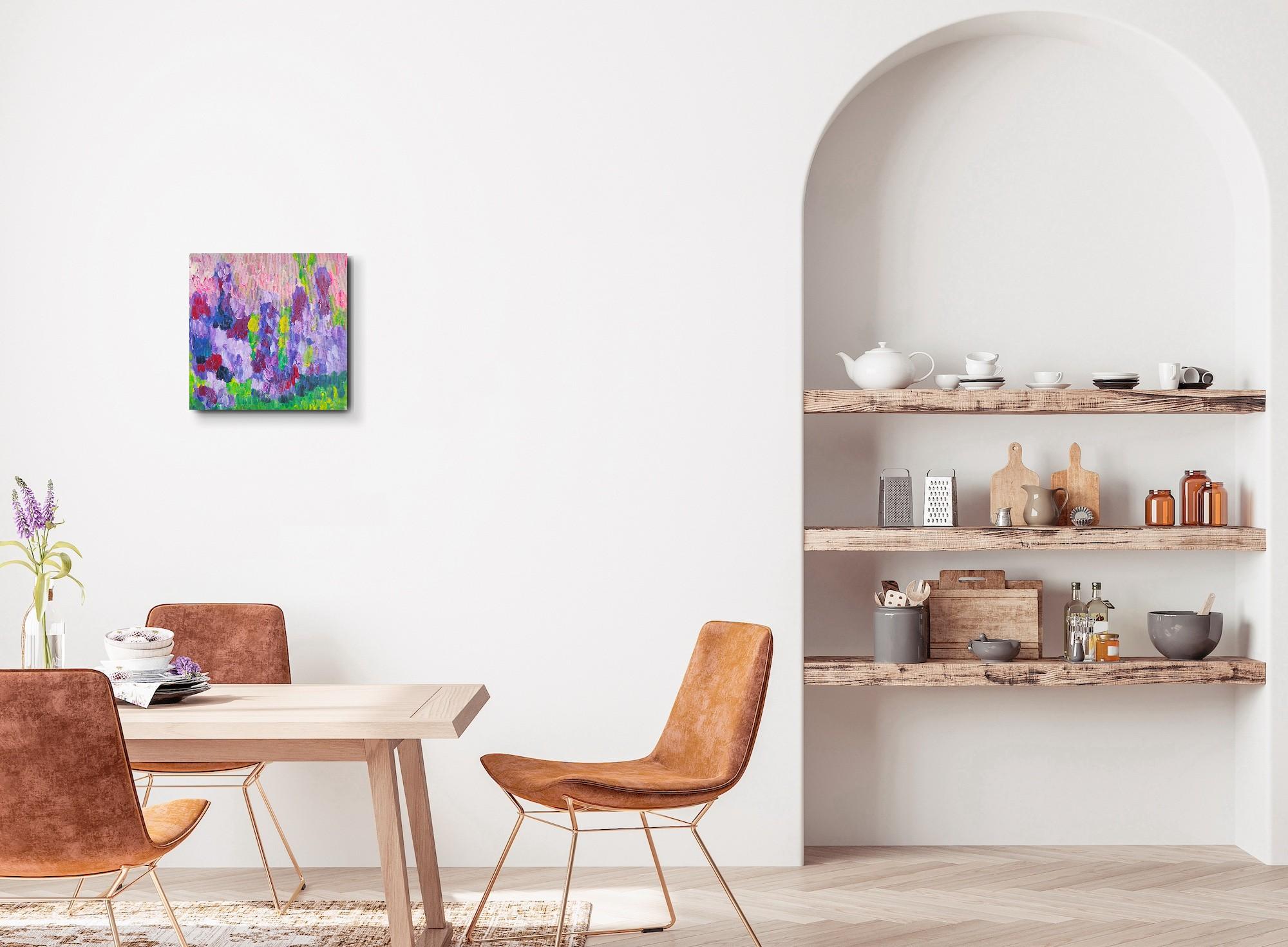 Peinture acrylique florale abstraite contemporaine sur toile 