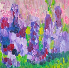 Quadro astratto contemporaneo floreale su tela "Sinfonia di iris".