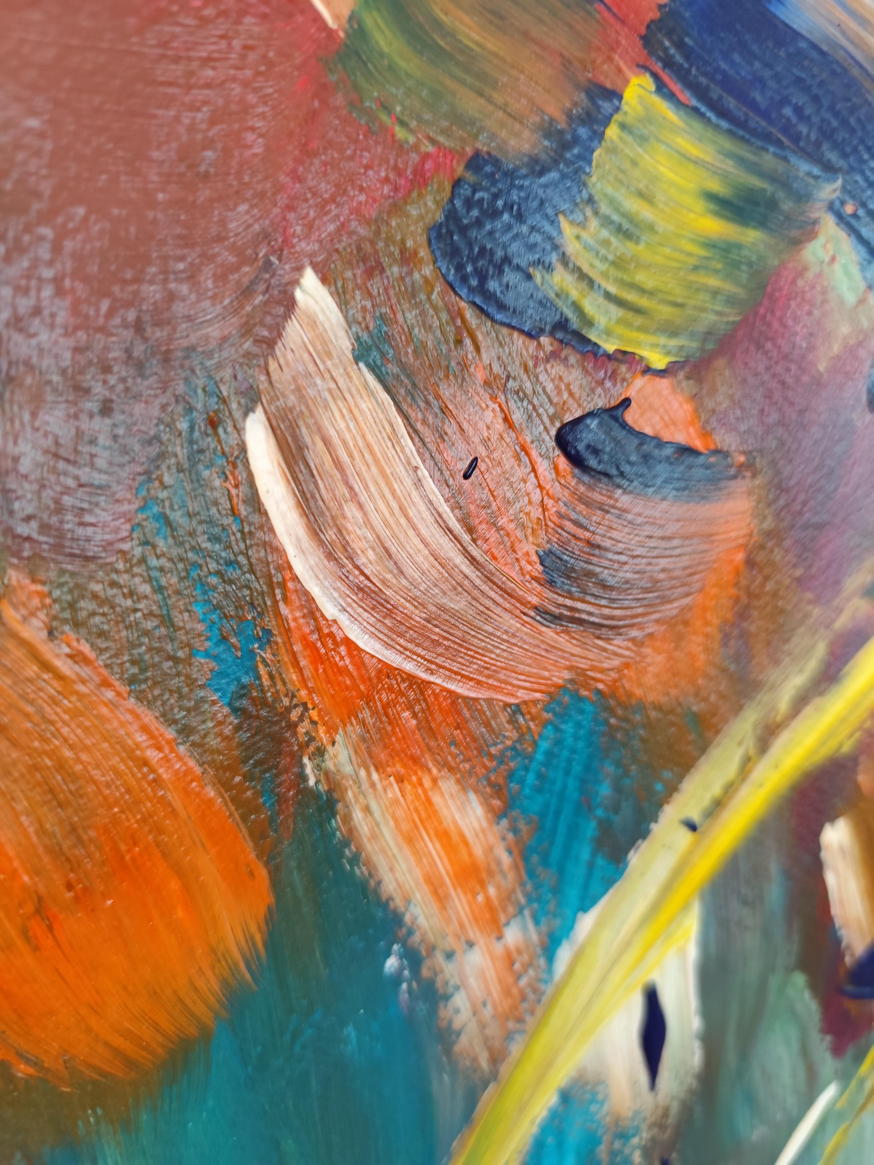 Contemporary abstract  floral acrylic painting on paper 