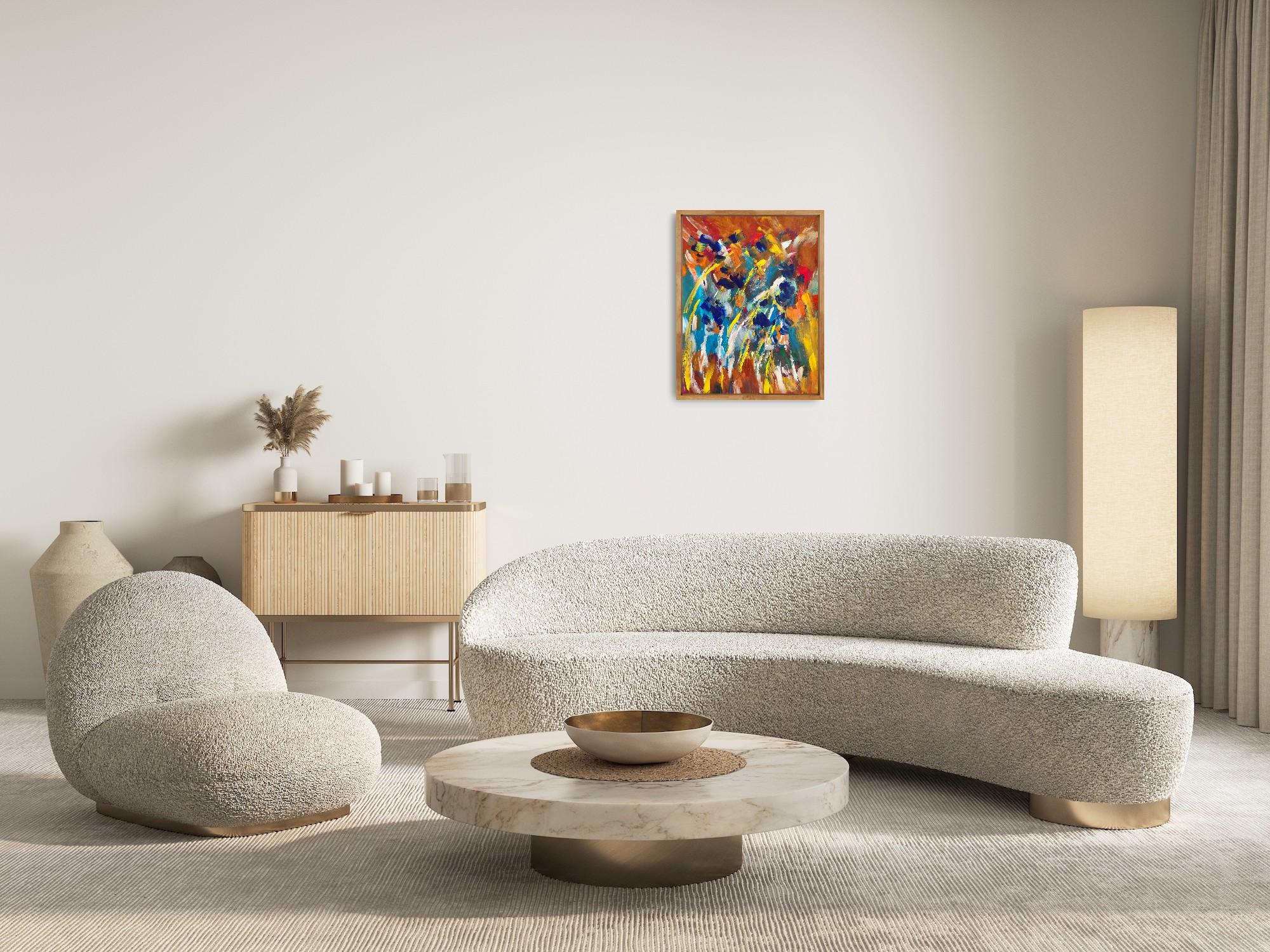 Contemporary abstract  floral acrylic painting on paper 