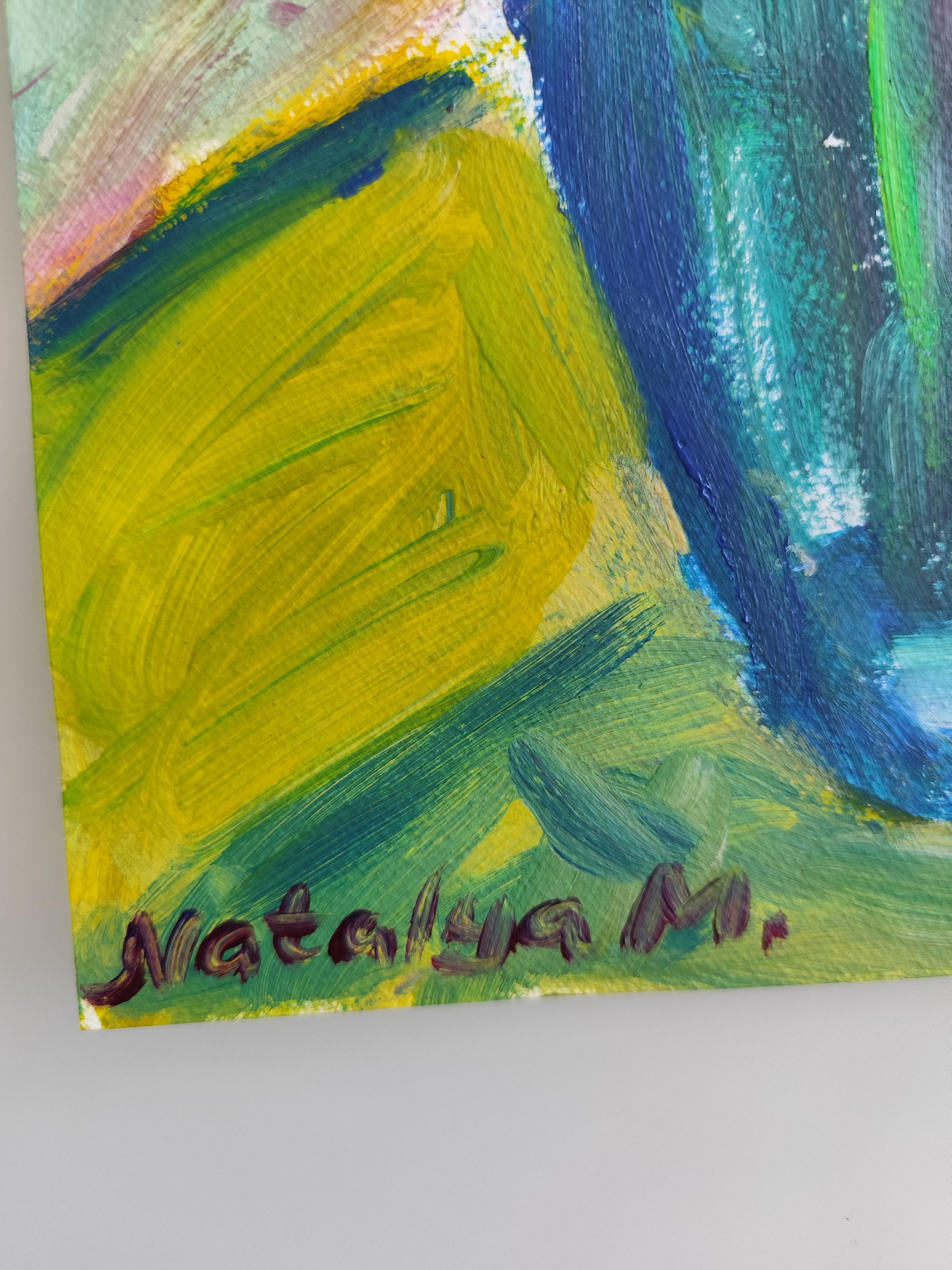 Contemporary abstract floral inspired by Van Gogh, Matisse 