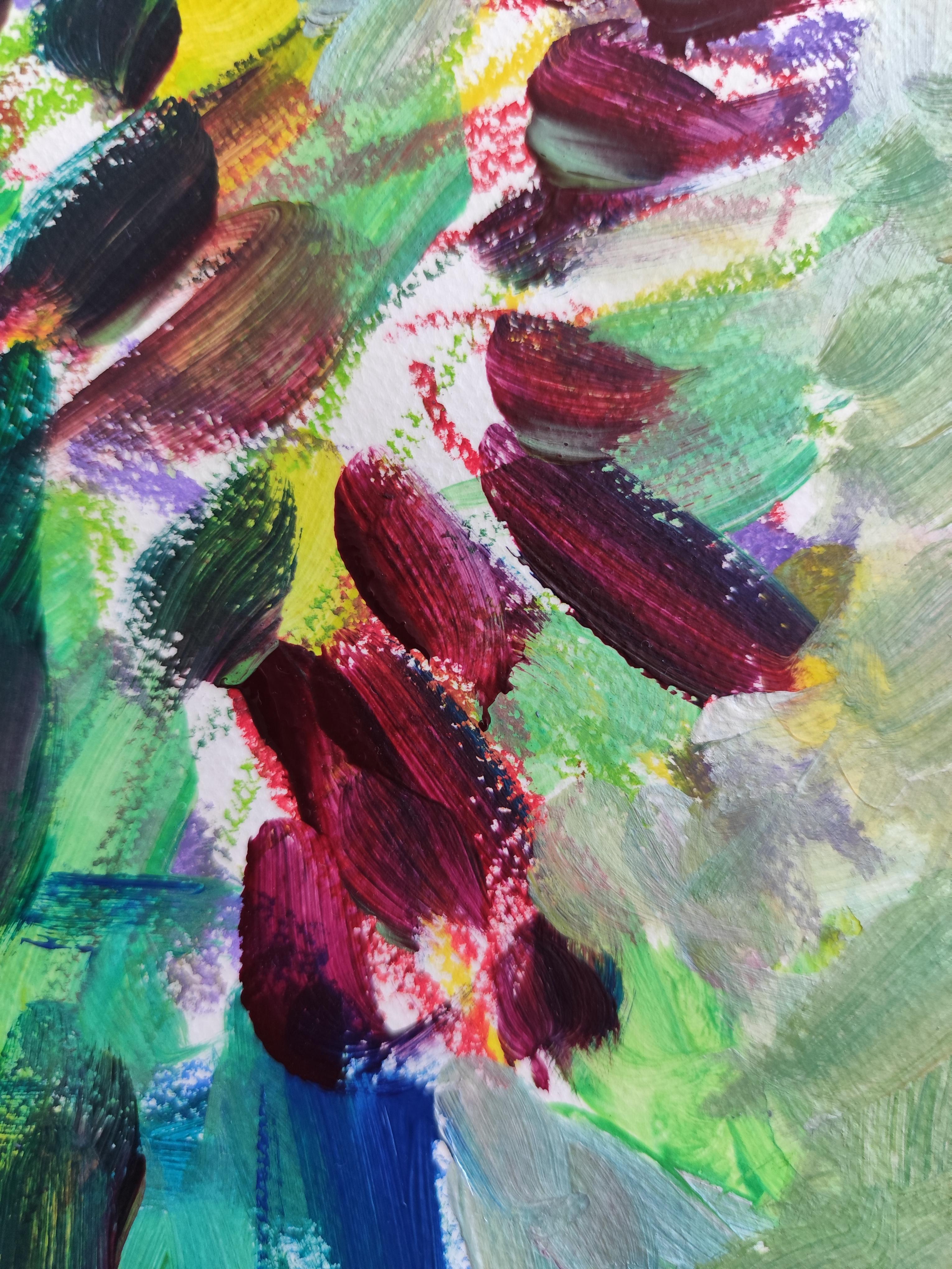 Contemporary abstract floral inspired by Van Gogh, Matisse 